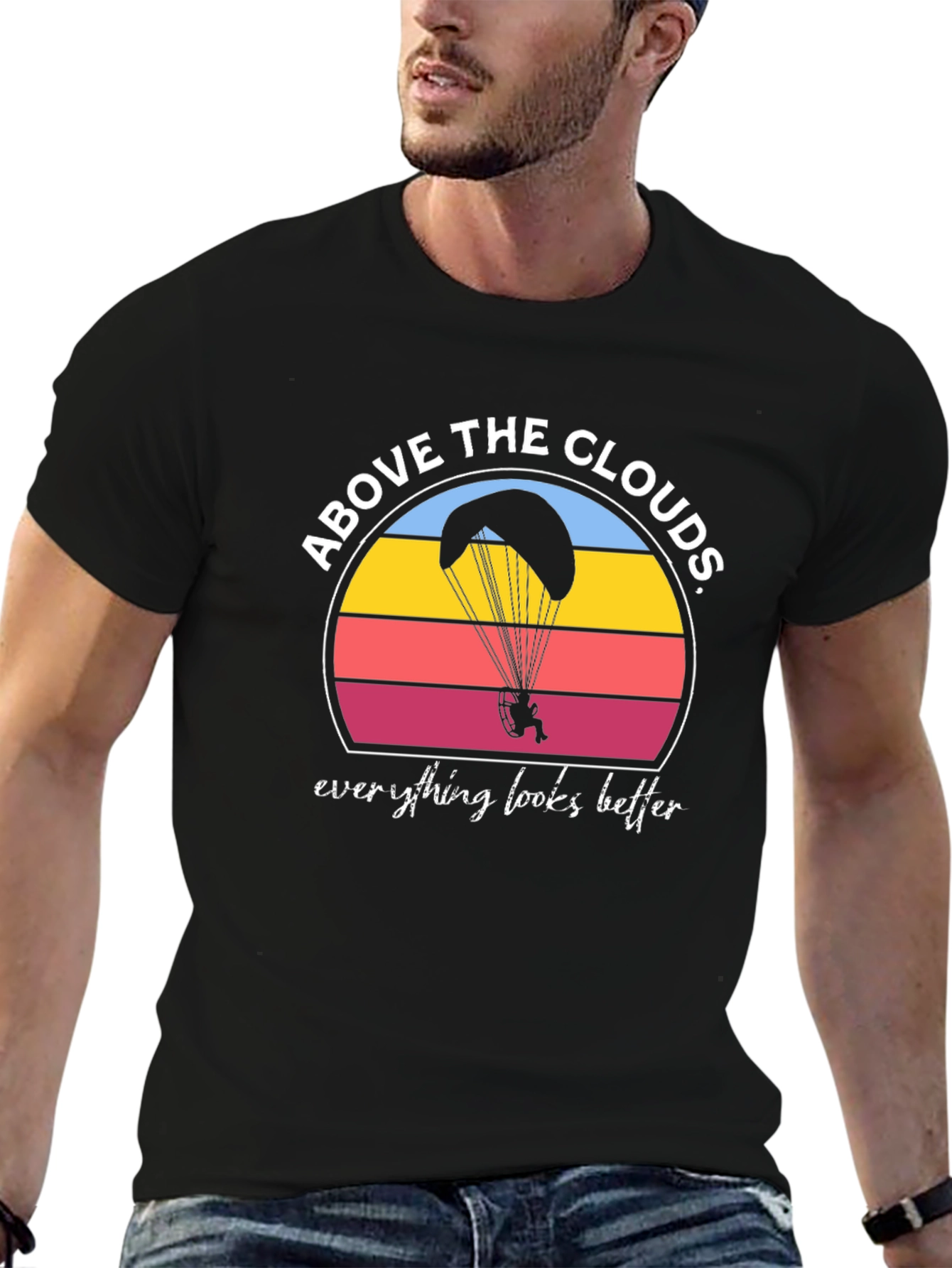 Above the Clouds Black Graphic T-Shirt