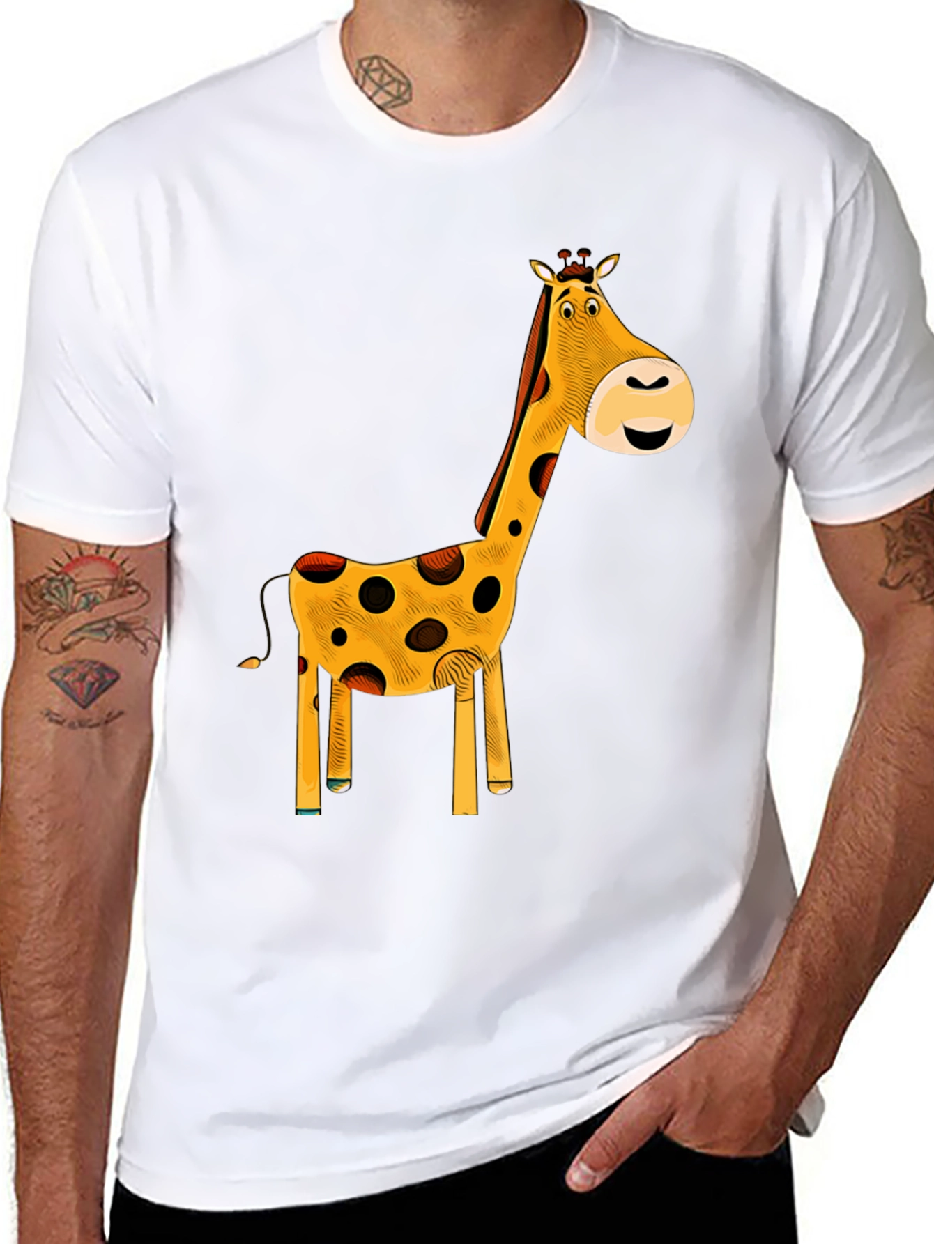 Giraffe Graphic T-Shirt - Black Cotton Tee