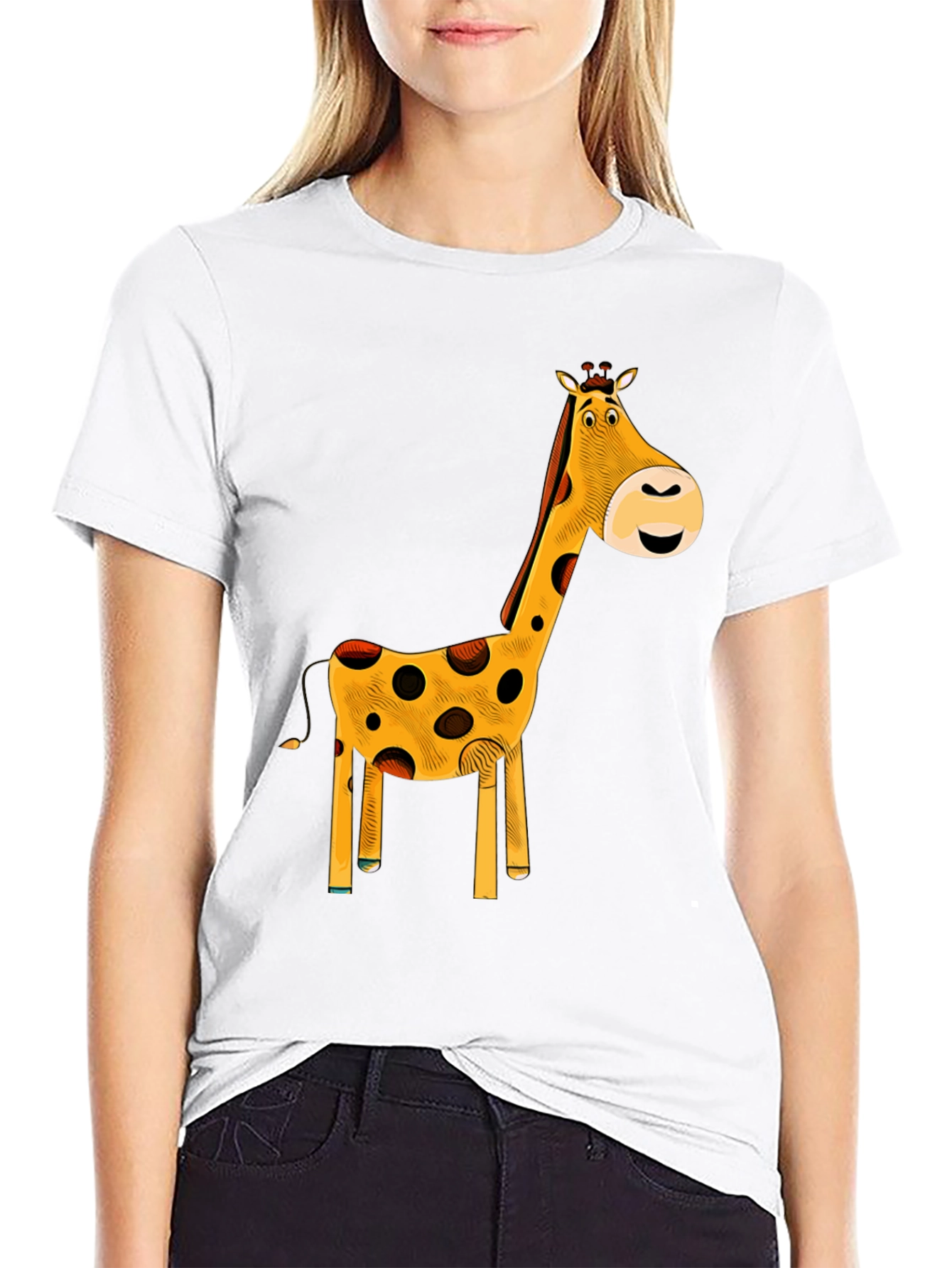 Giraffe Graphic T-Shirt - Black Cotton Tee
