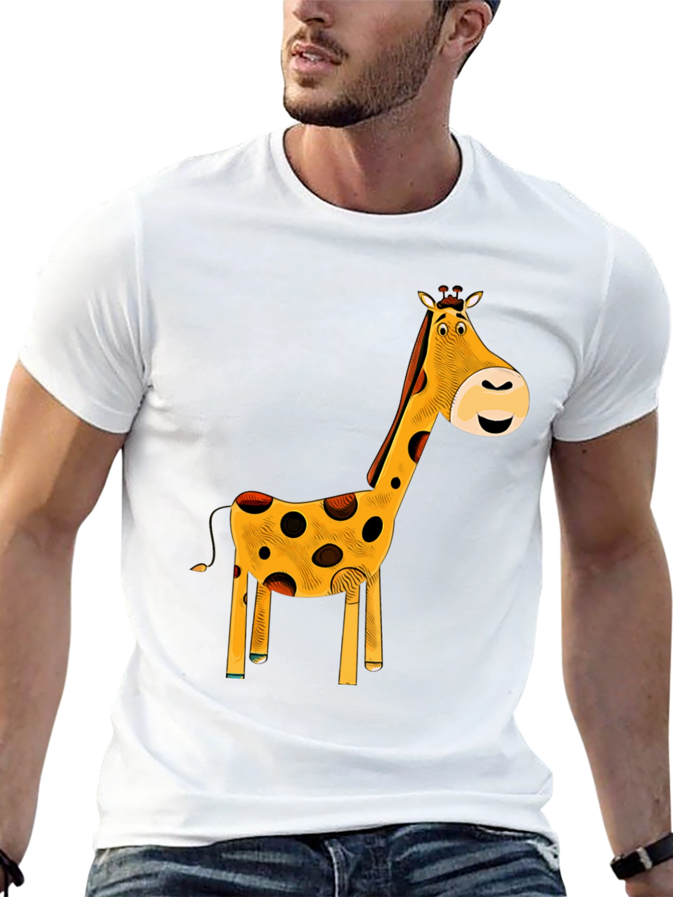 Giraffe Graphic T-Shirt - Black Cotton Tee