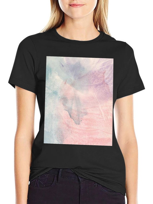 Abstract Watercolor Graphic Tee - Trendy Black T-Shirt