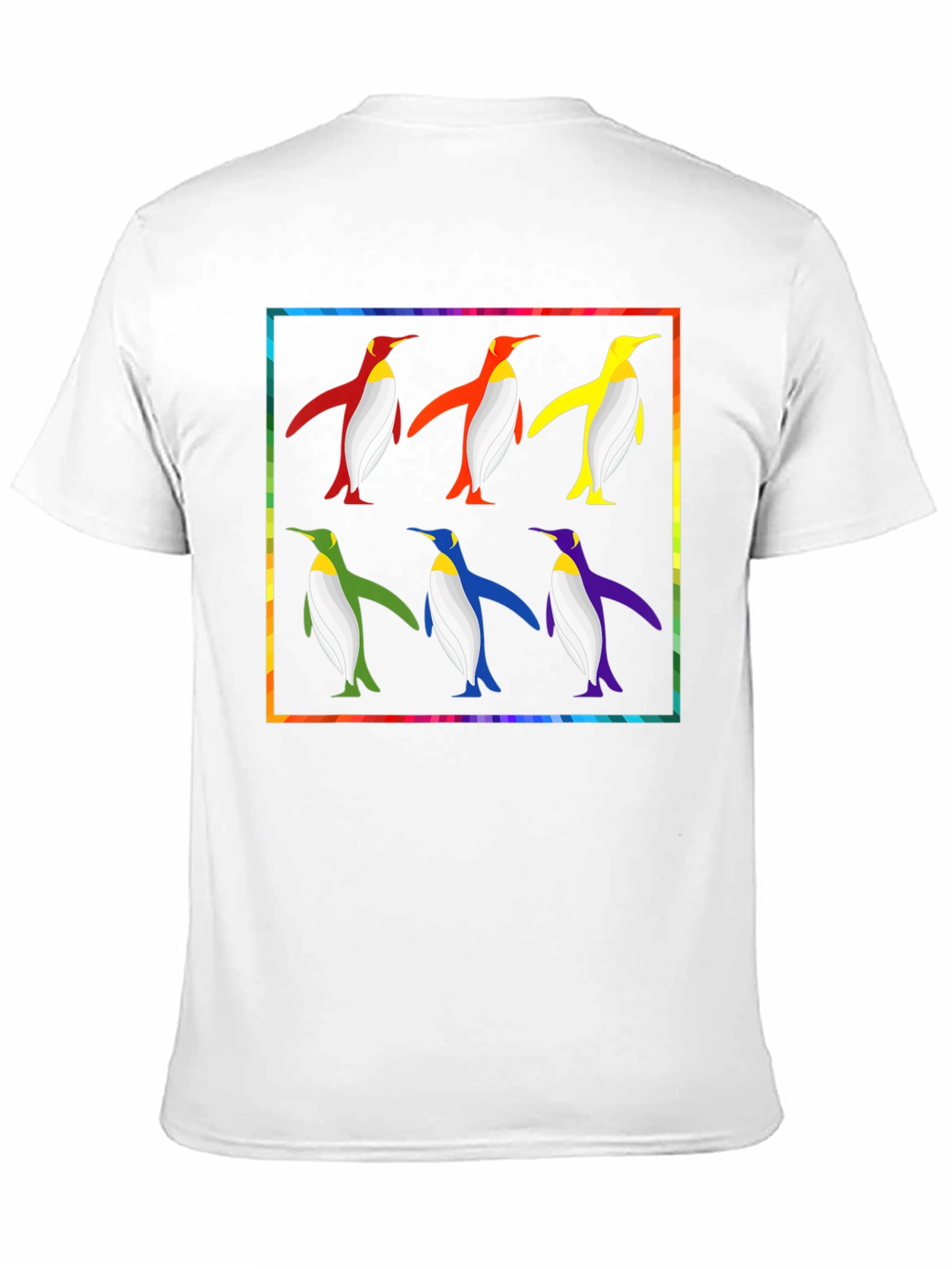 Rainbow Penguin Graphic Tee - Funky Mens T-Shirt
