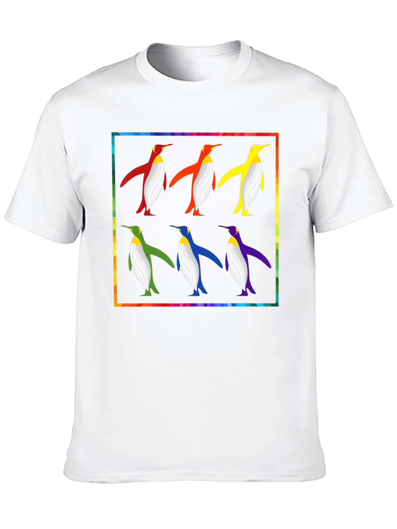Rainbow Penguin Graphic Tee - Funky Mens T-Shirt