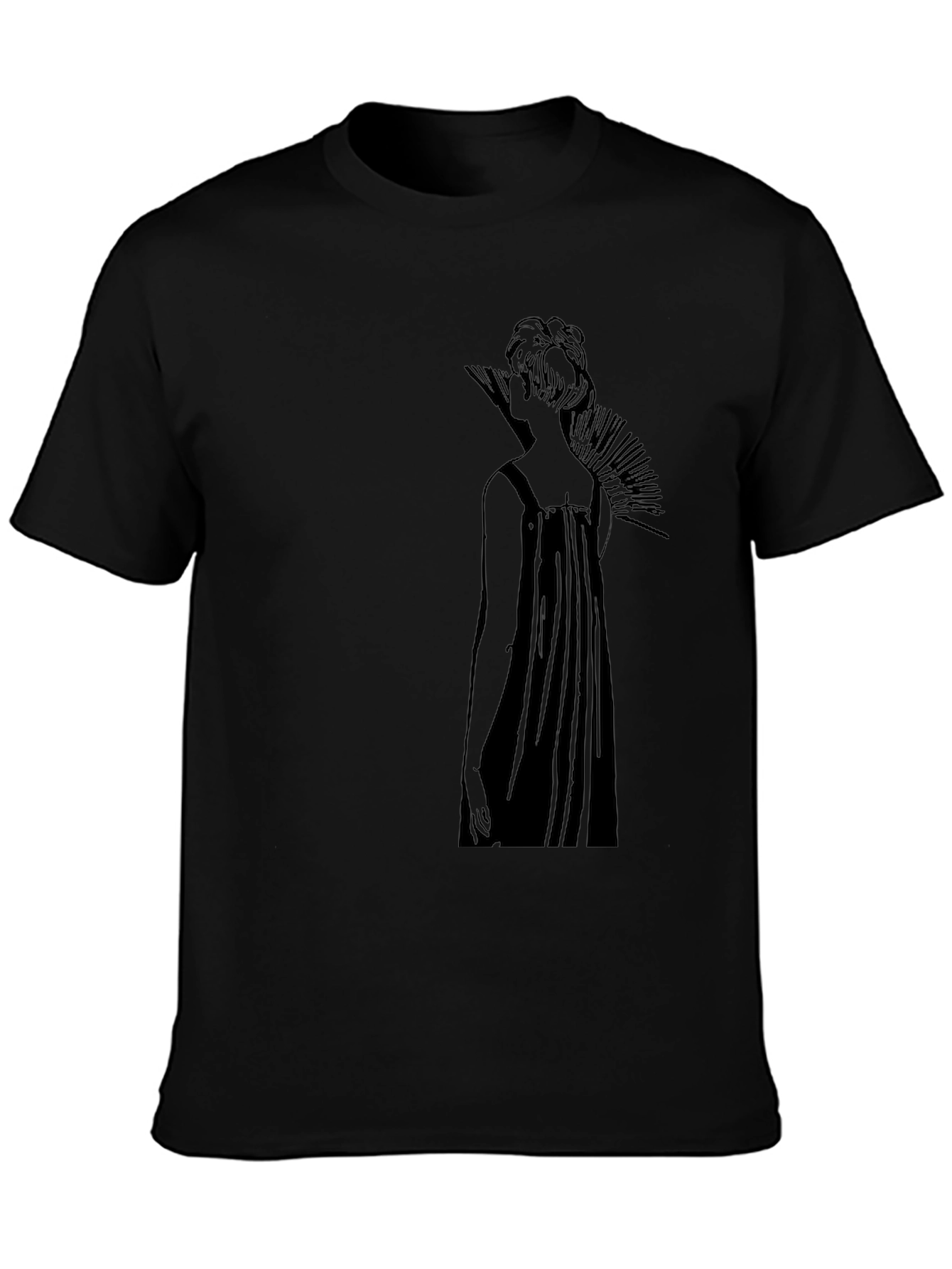 Elegant Black T-Shirt with Artistic Woman Design