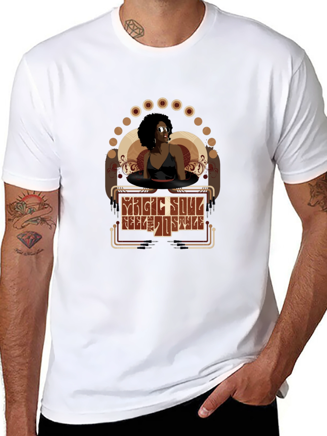 Magic Soul Female Portrait Black T-Shirt
