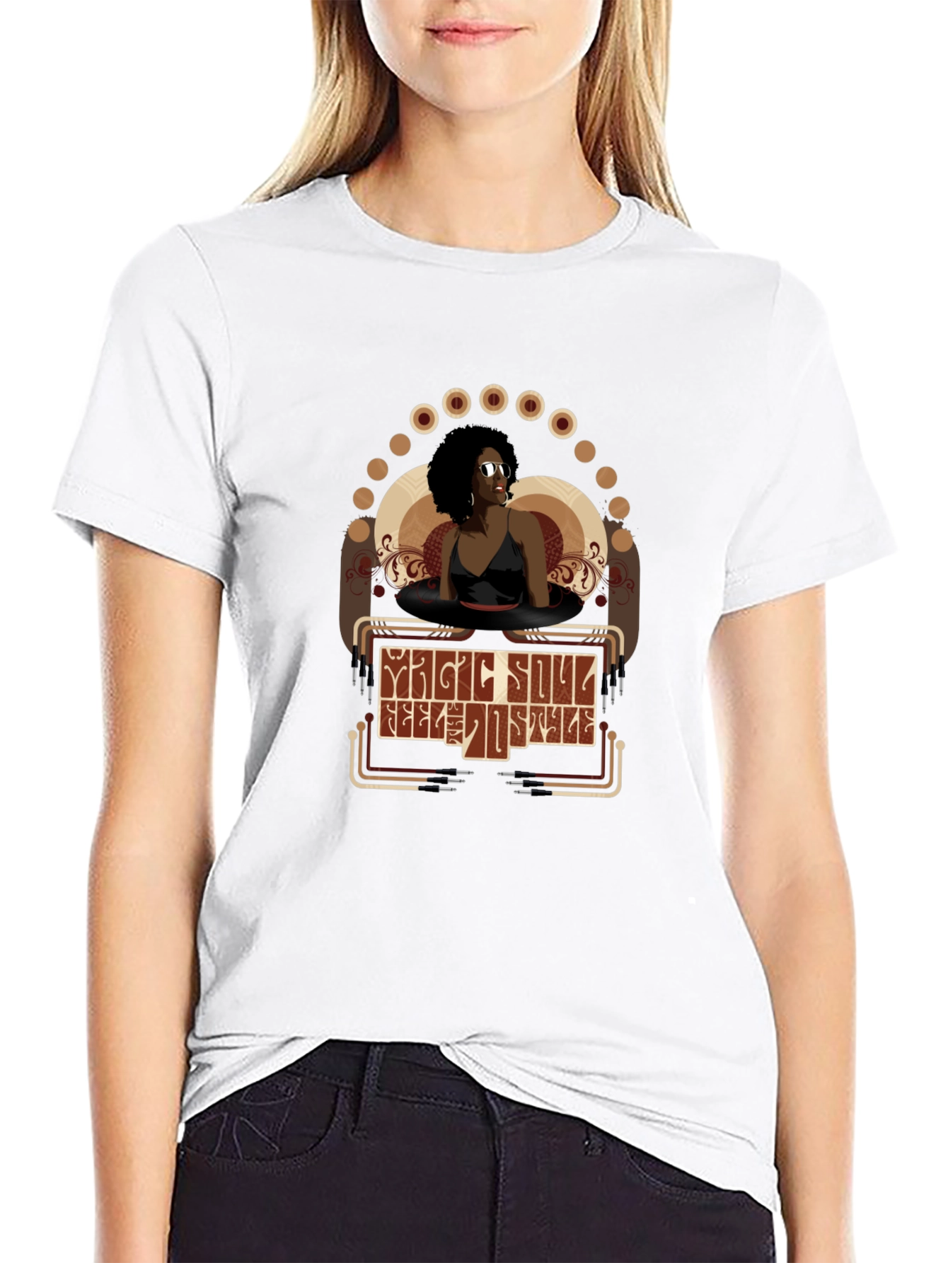 Magic Soul Female Portrait Black T-Shirt