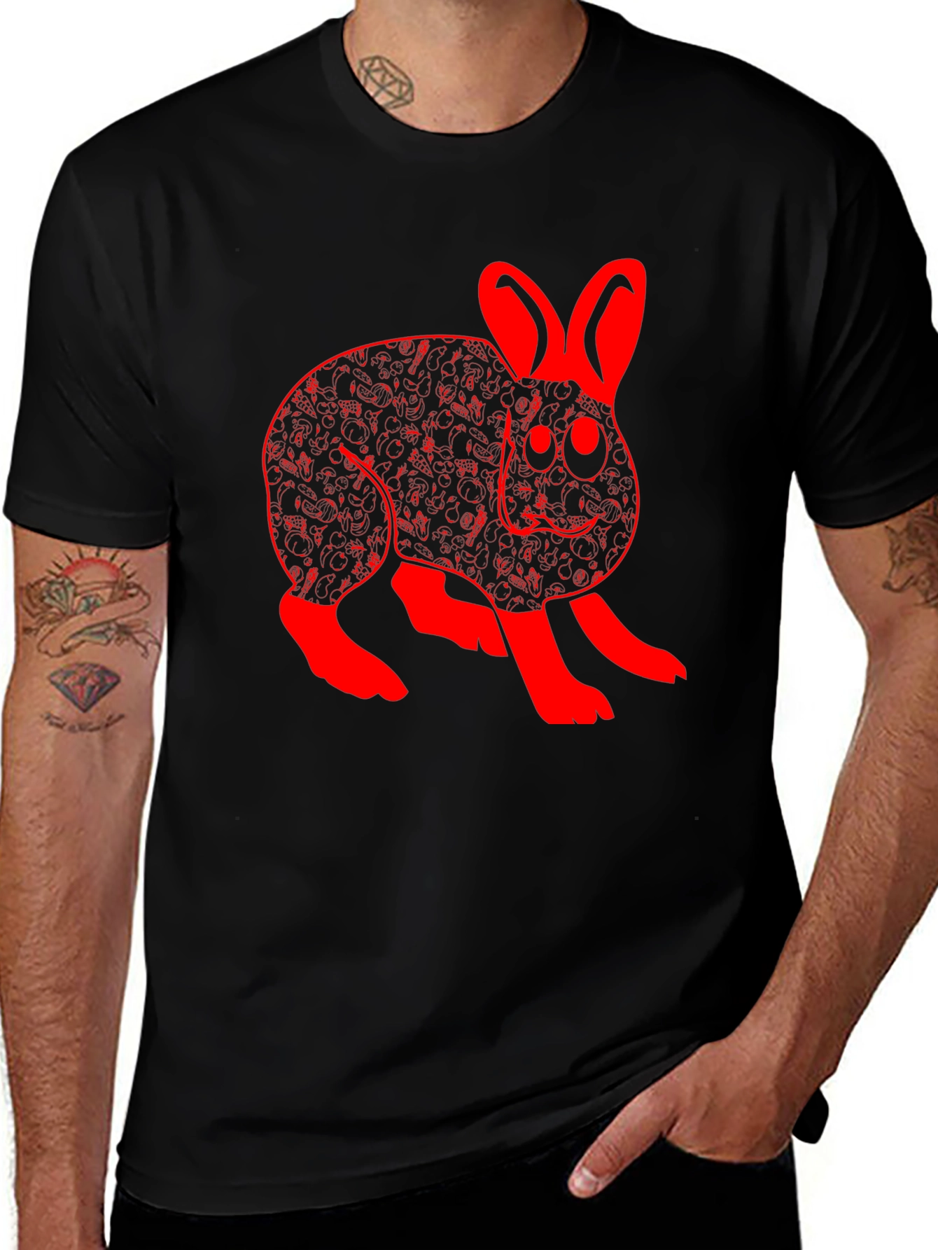 Rabbit Graphic Black T-Shirt