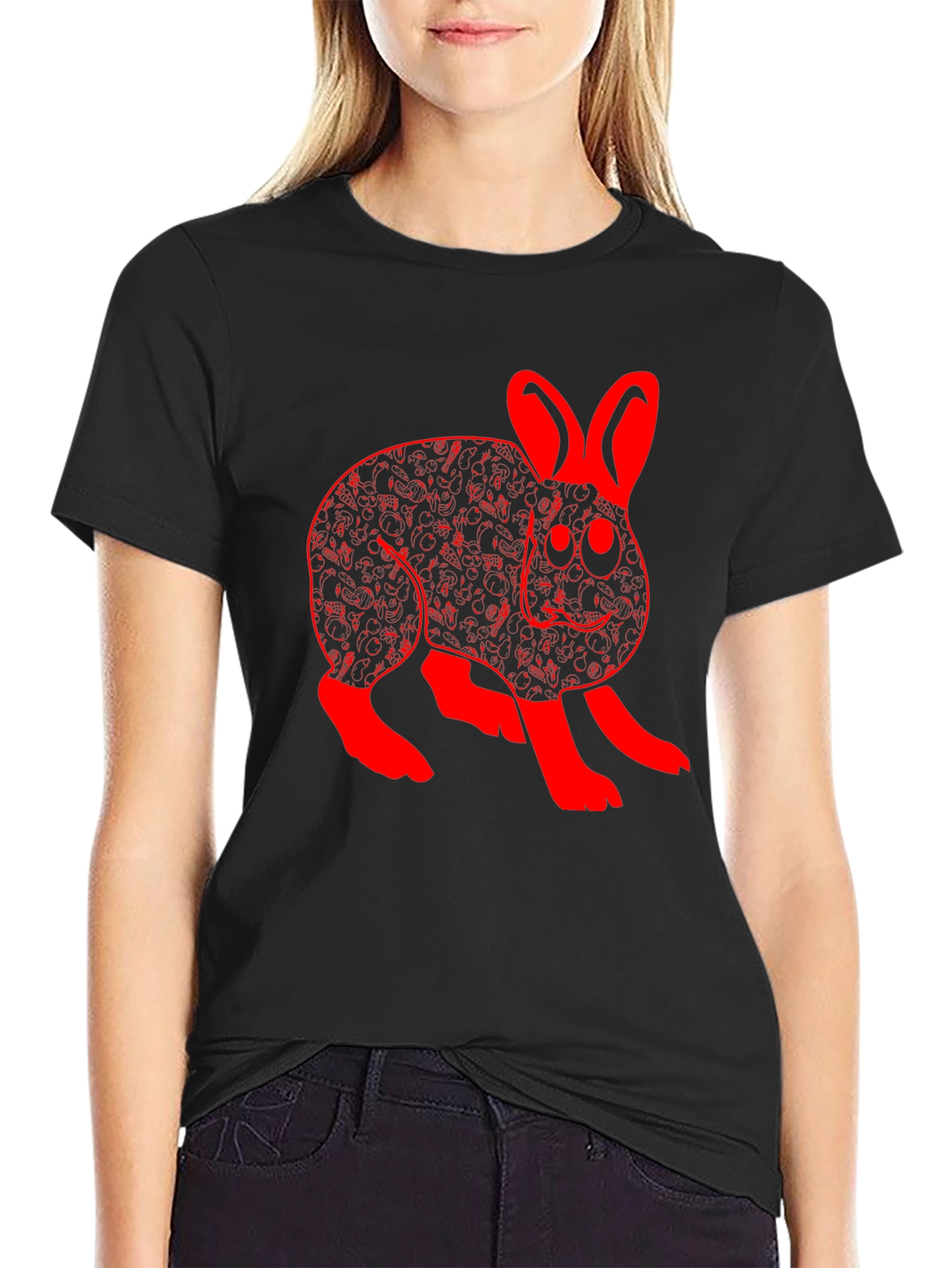 Rabbit Graphic Black T-Shirt