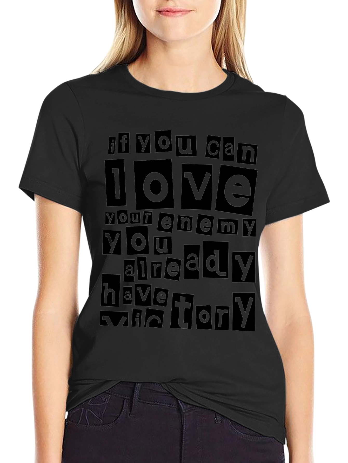 Love Your Enemy Graphic T-Shirt - Black