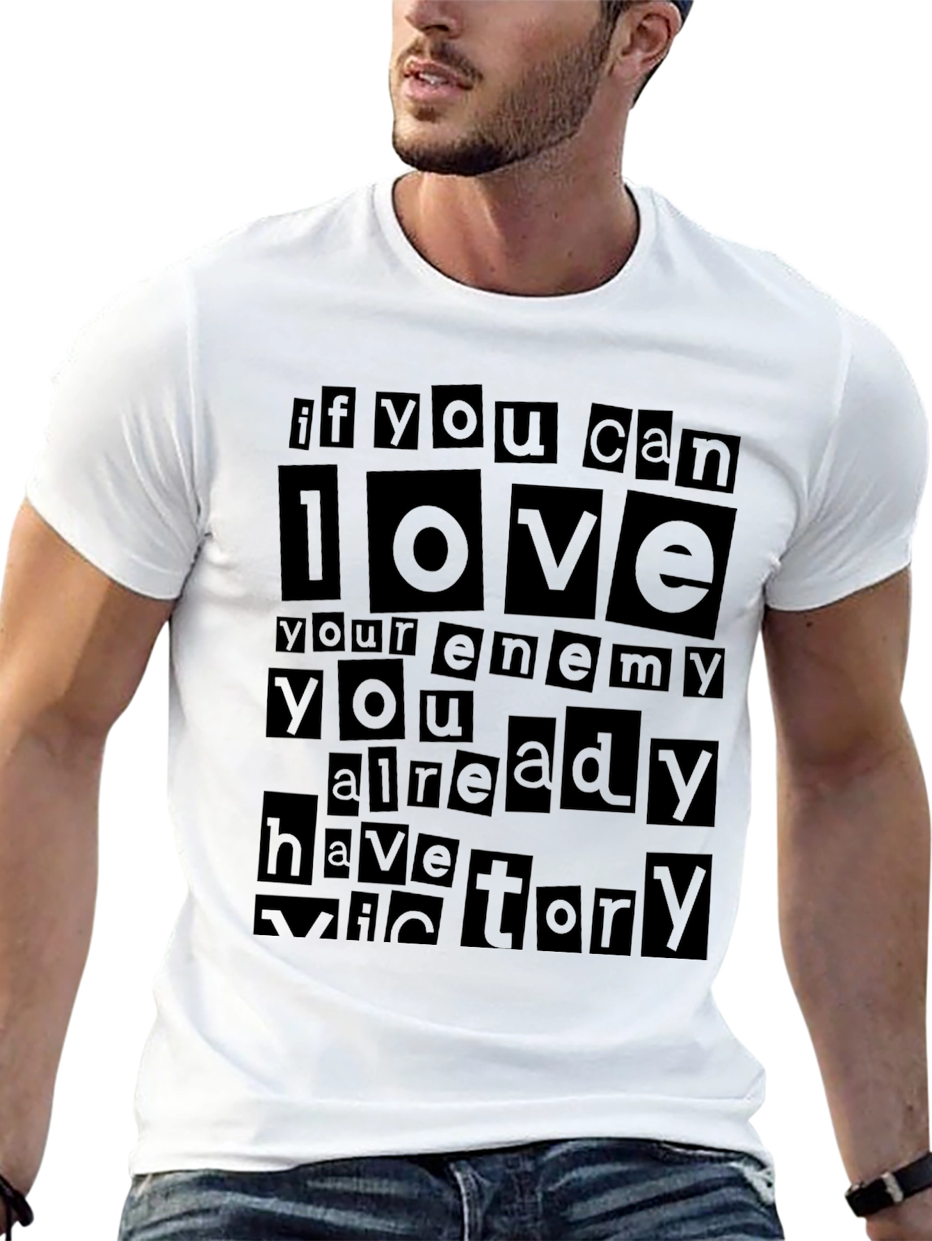Love Your Enemy Graphic T-Shirt - Black