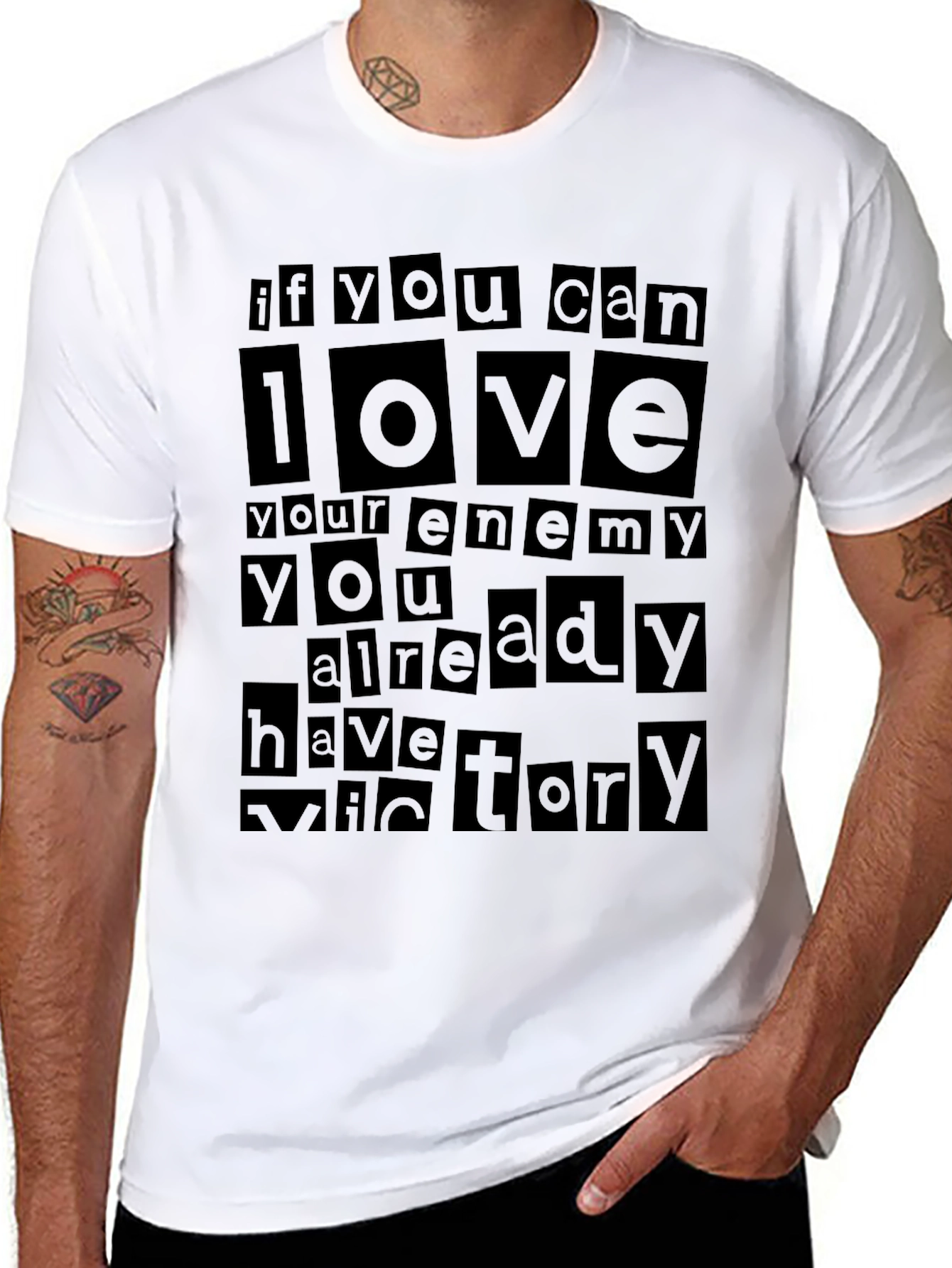Love Your Enemy Graphic T-Shirt - Black