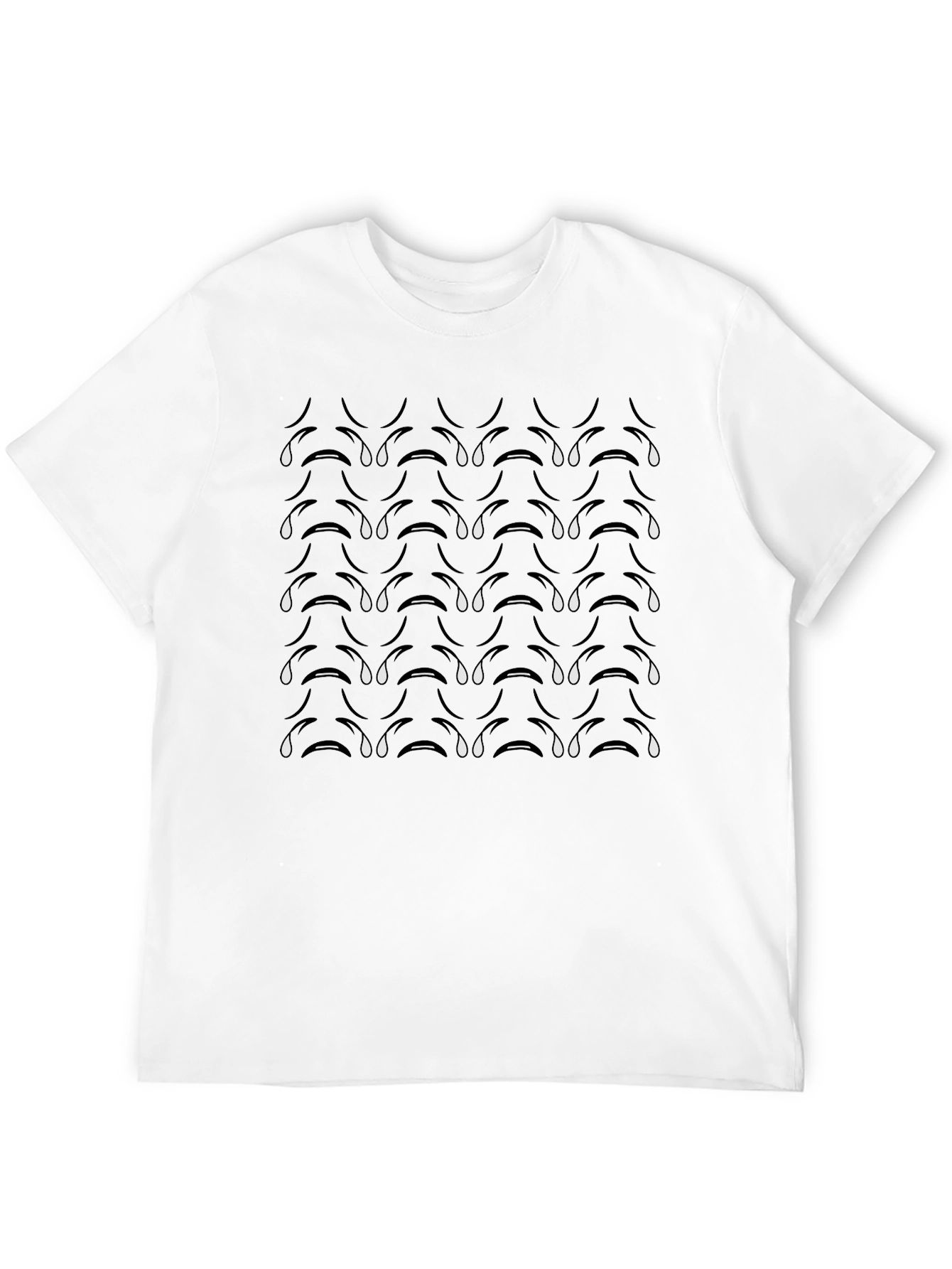 Tearful Pattern Black Tee - Modern Graphic Print Shirt