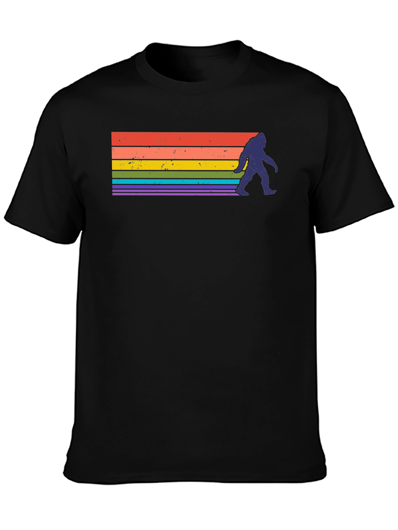Retro Bigfoot Rainbow T-Shirt - Sasquatch Pride Tee