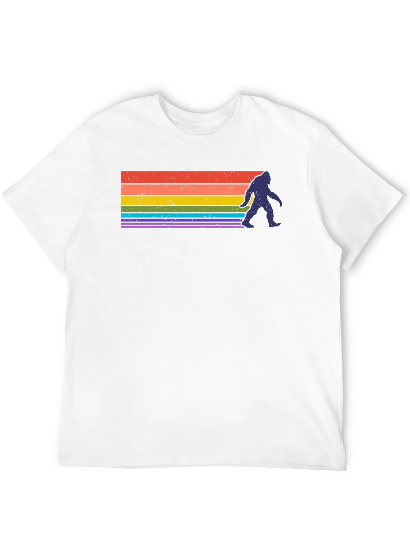 Retro Bigfoot Rainbow T-Shirt - Sasquatch Pride Tee