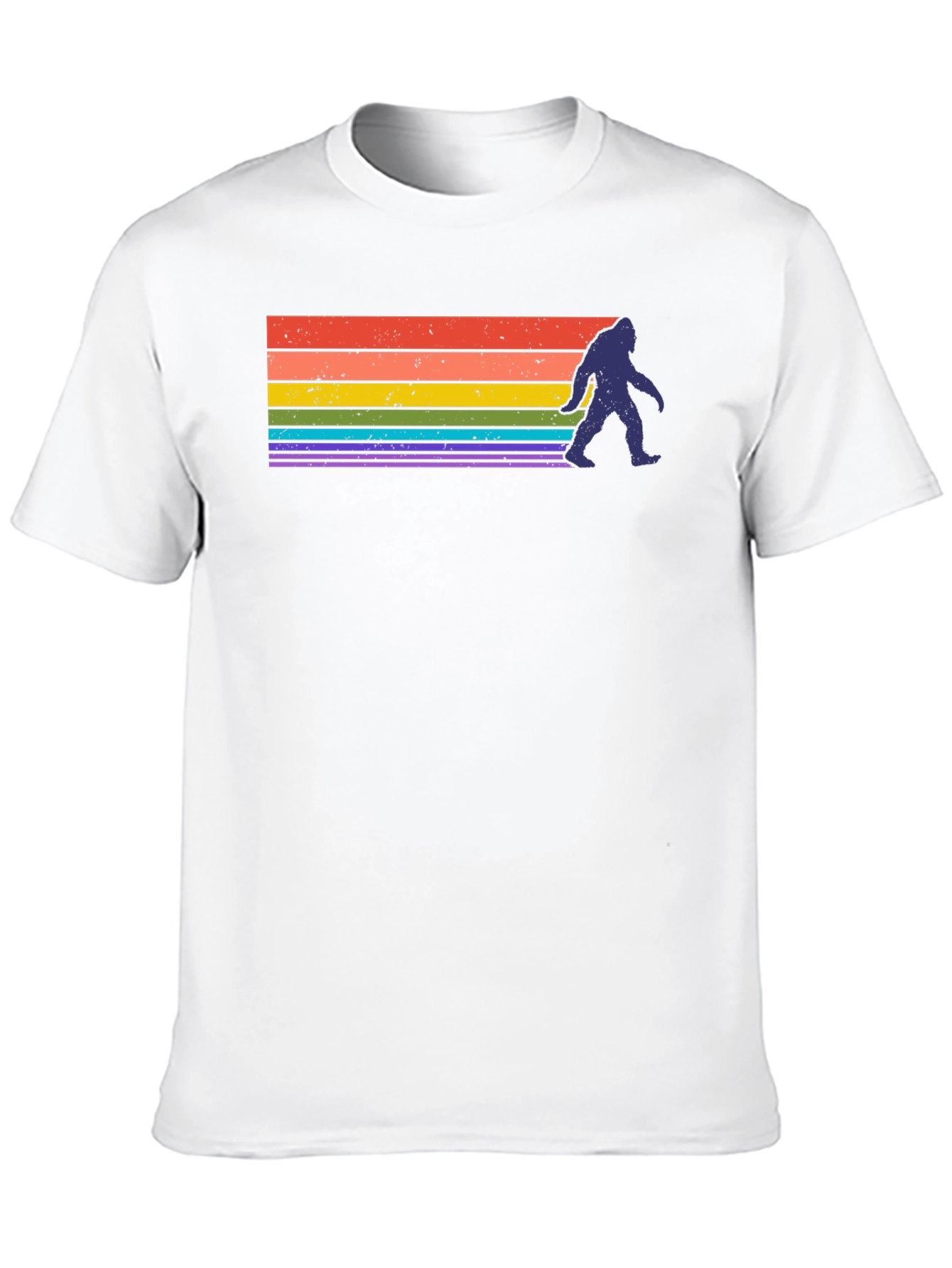 Retro Bigfoot Rainbow T-Shirt - Sasquatch Pride Tee