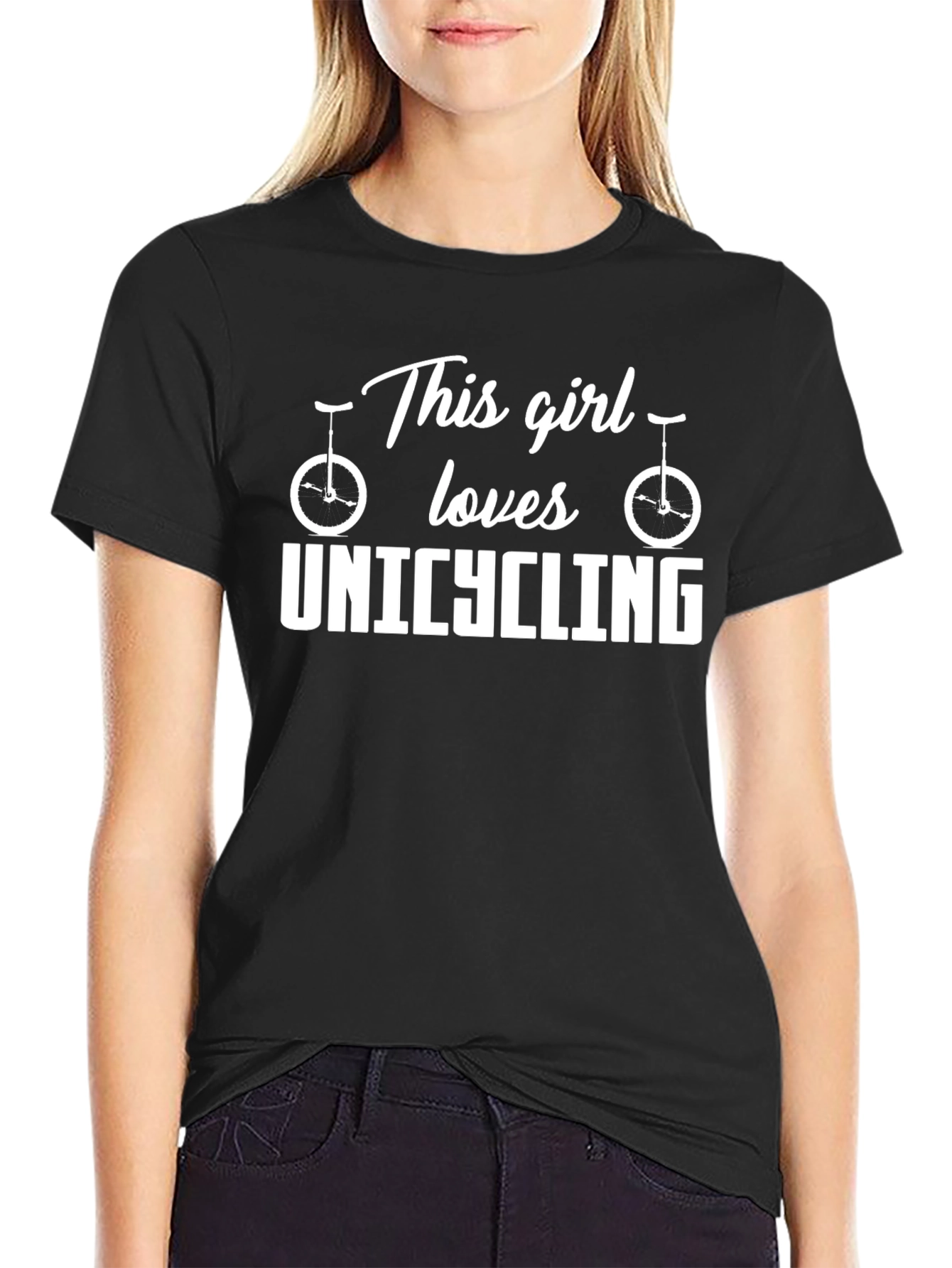 This Girl Loves Unicycling T-Shirt - Black