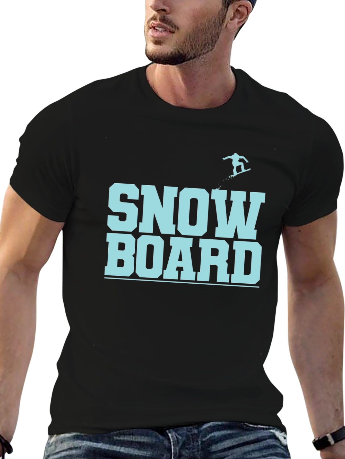 Snowboard Graphic Tee - Black Cotton T-Shirt