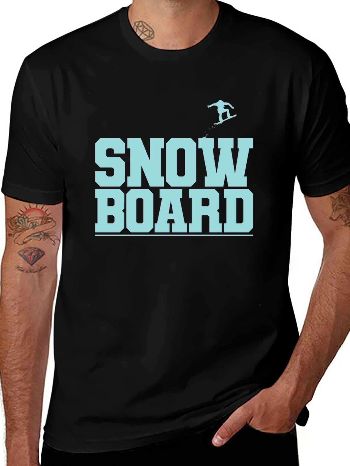 Snowboard Graphic Tee - Black Cotton T-Shirt