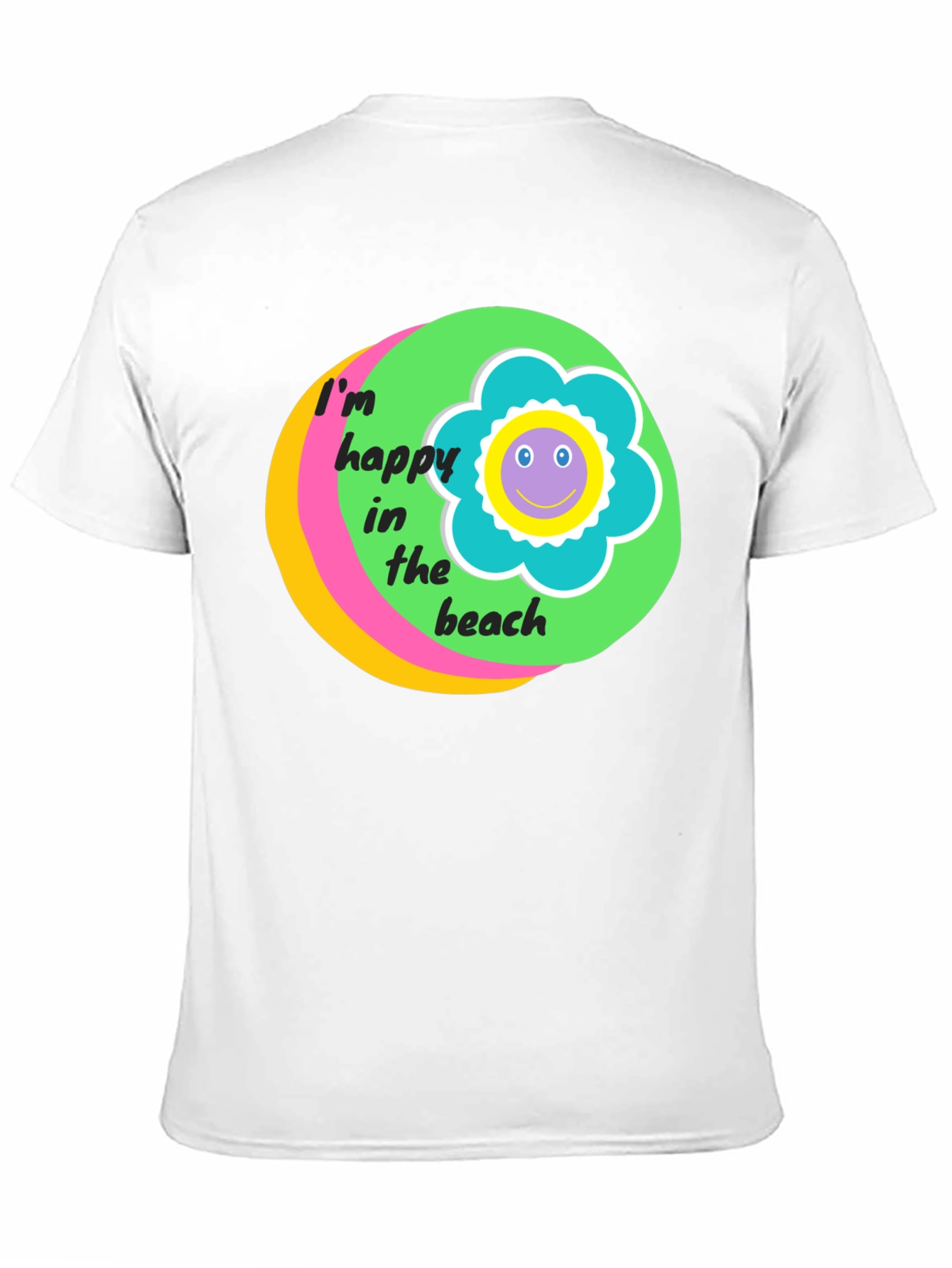 Happy Beach Graphic Tee - Black Cotton T-Shirt