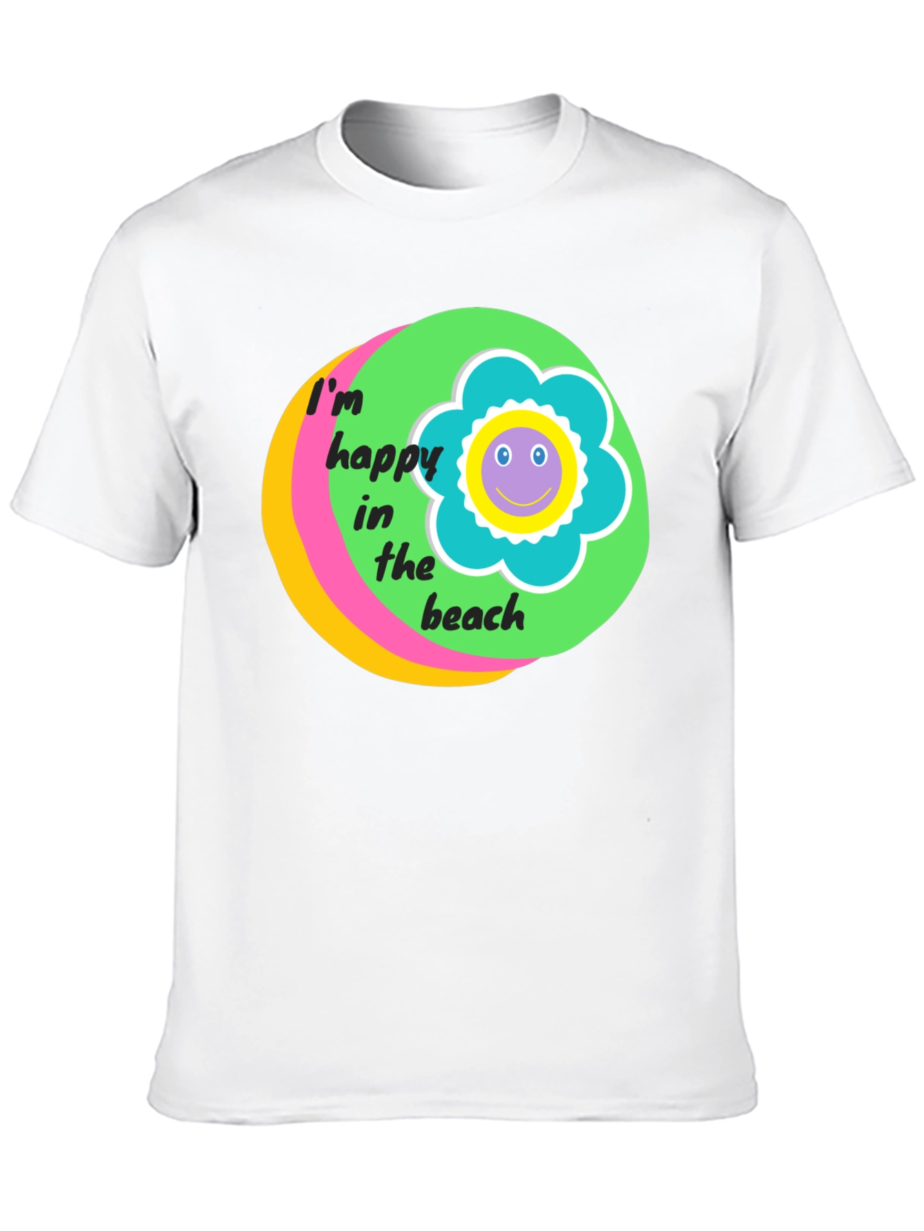 Happy Beach Graphic Tee - Black Cotton T-Shirt