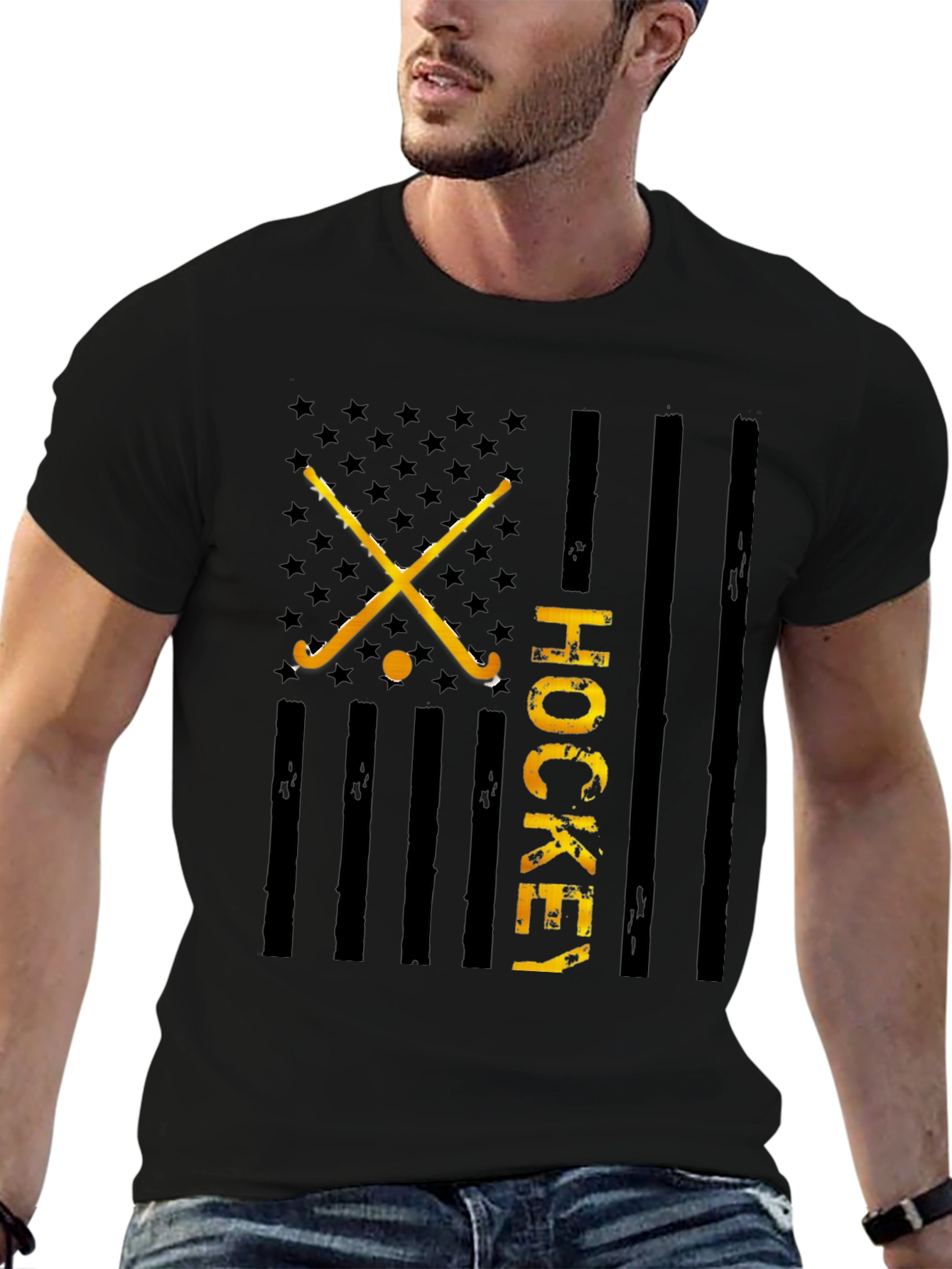 Hockey USA Flag T-Shirt - Patriotic Hockey Tee