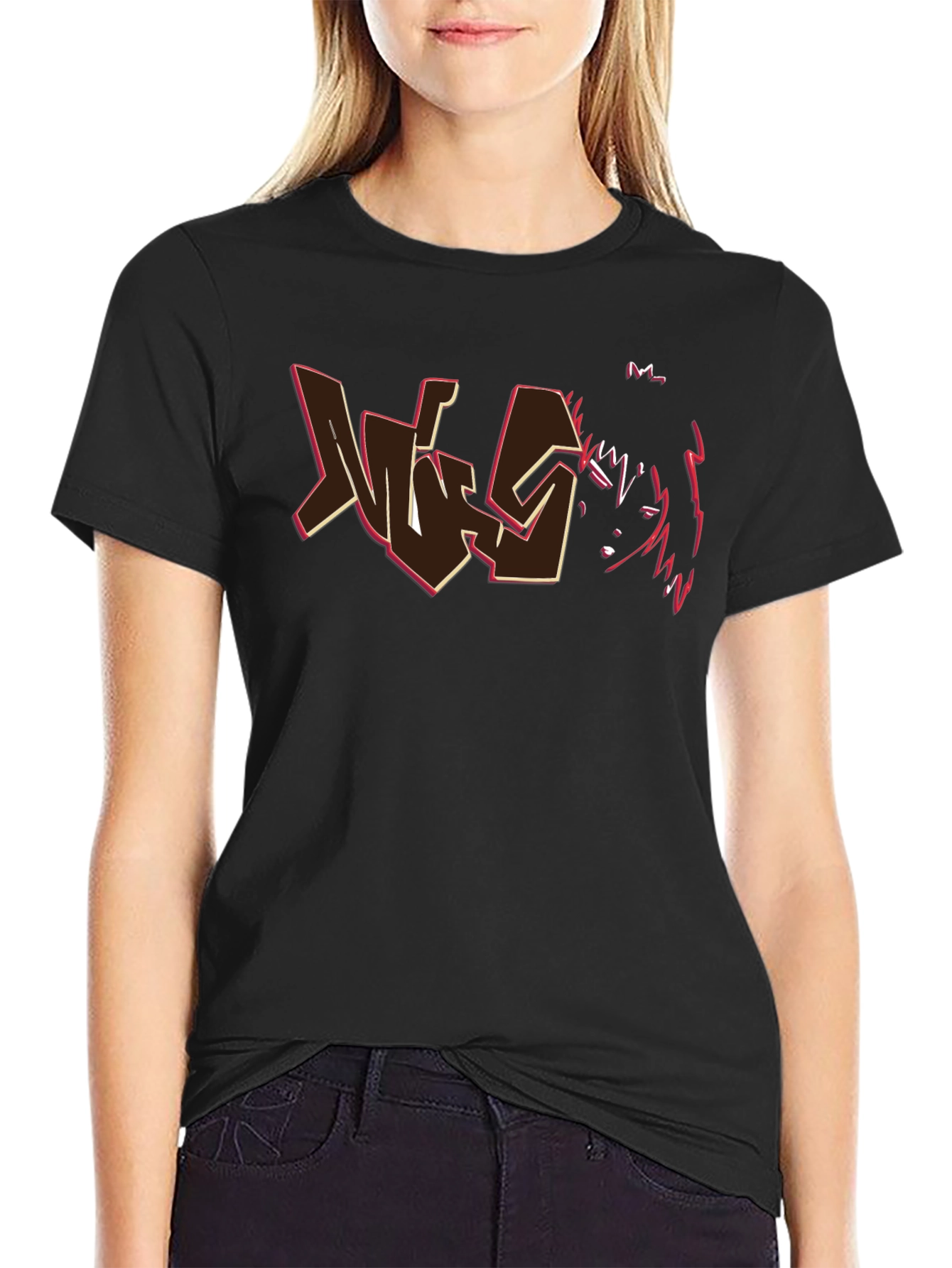 Edgy Graphic T-Shirt - Black Cotton Tee