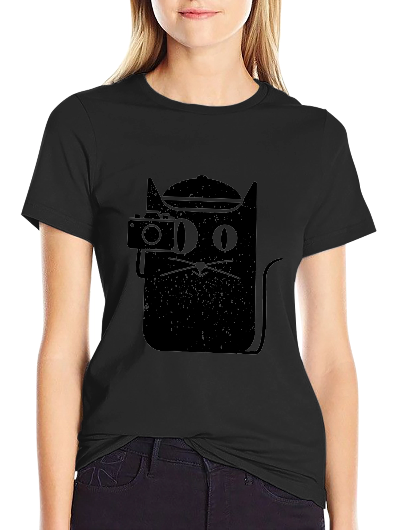 Cool Cat Photographer Black T-Shirt