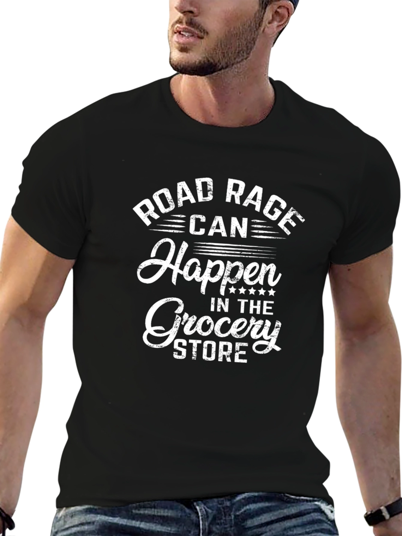 Road Rage Grocery Store Black Graphic Tee