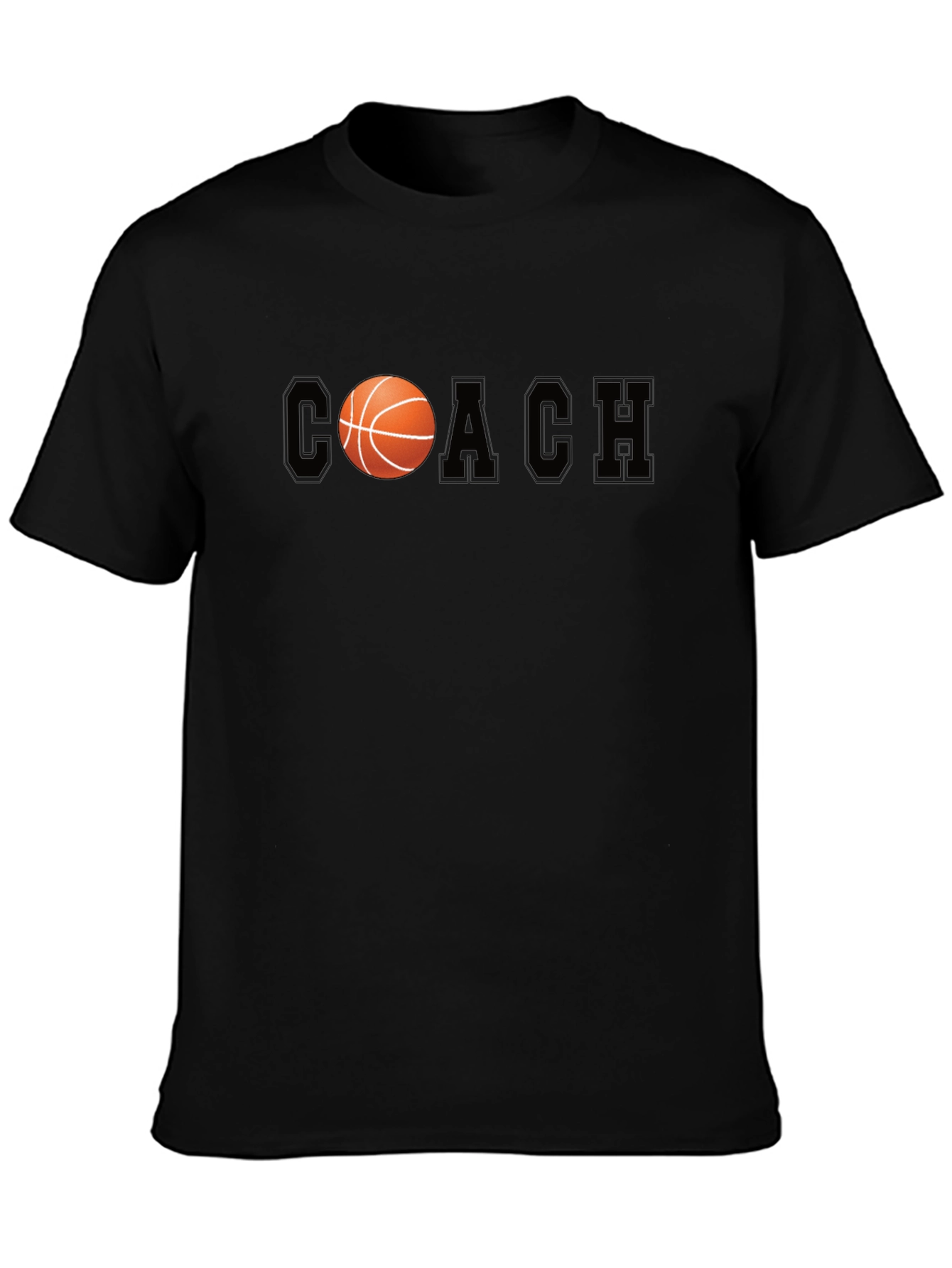 Basketball Coach Graphic Tee - Black Cotton T-Shirt