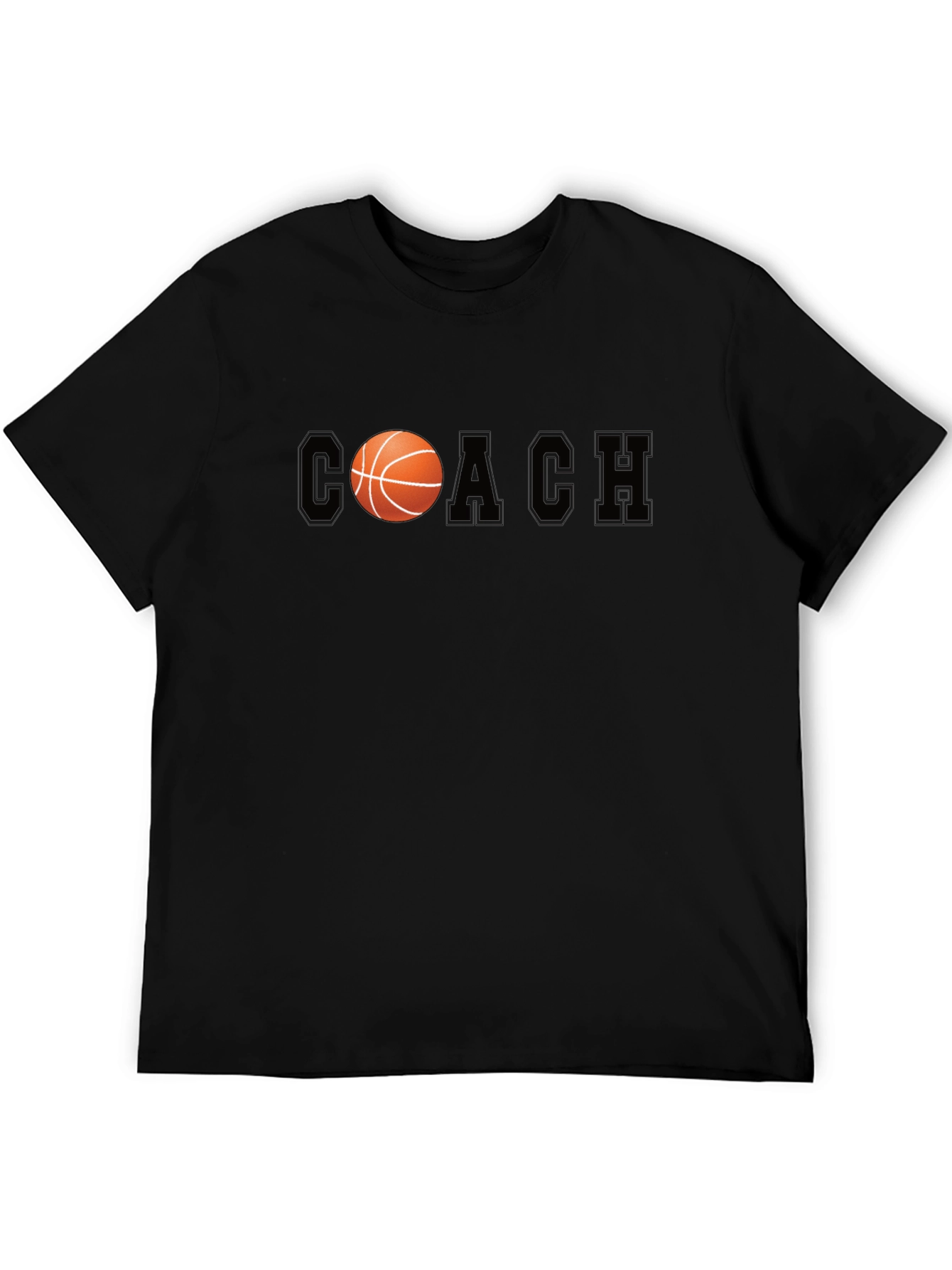 Basketball Coach Graphic Tee - Black Cotton T-Shirt
