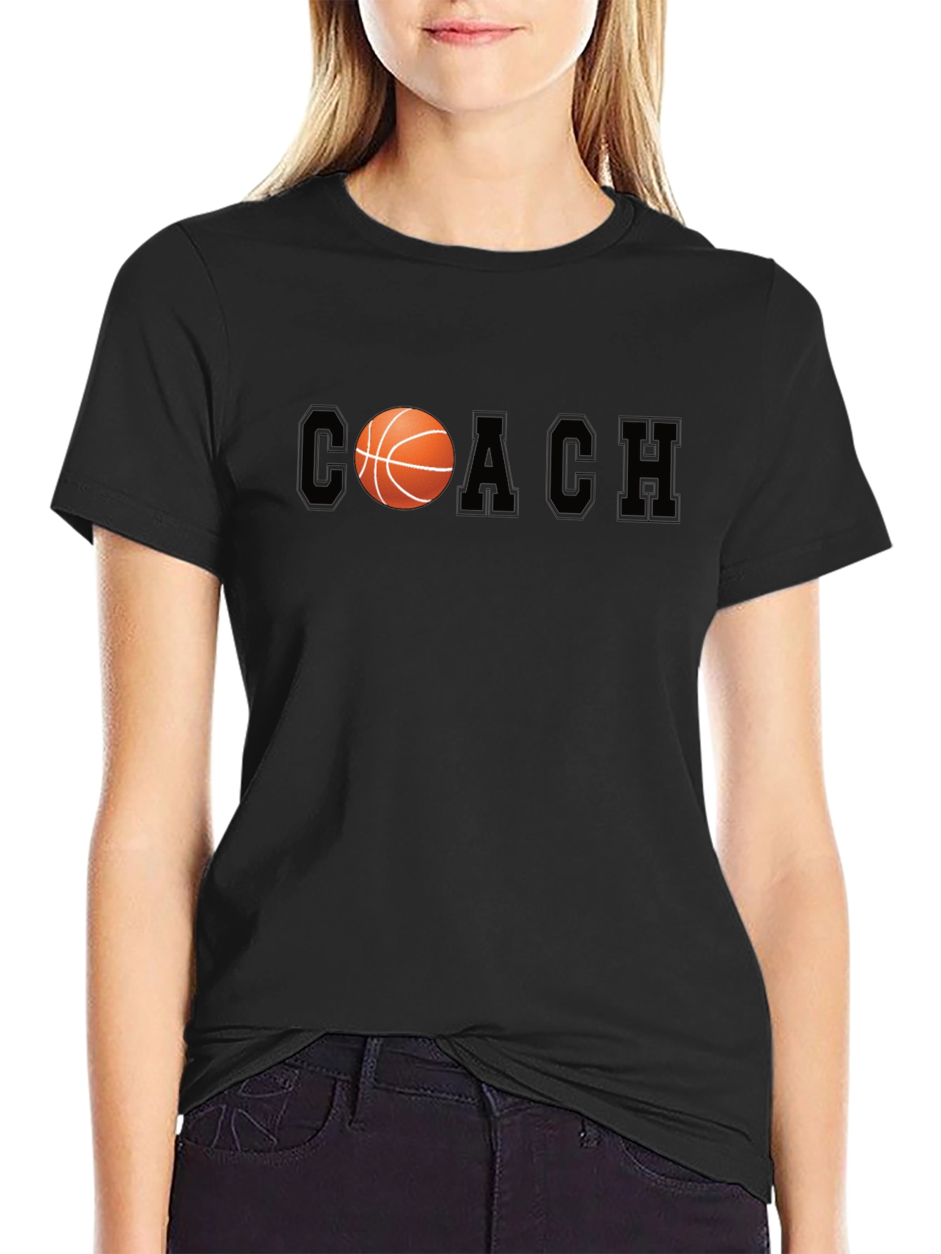Basketball Coach Graphic Tee - Black Cotton T-Shirt