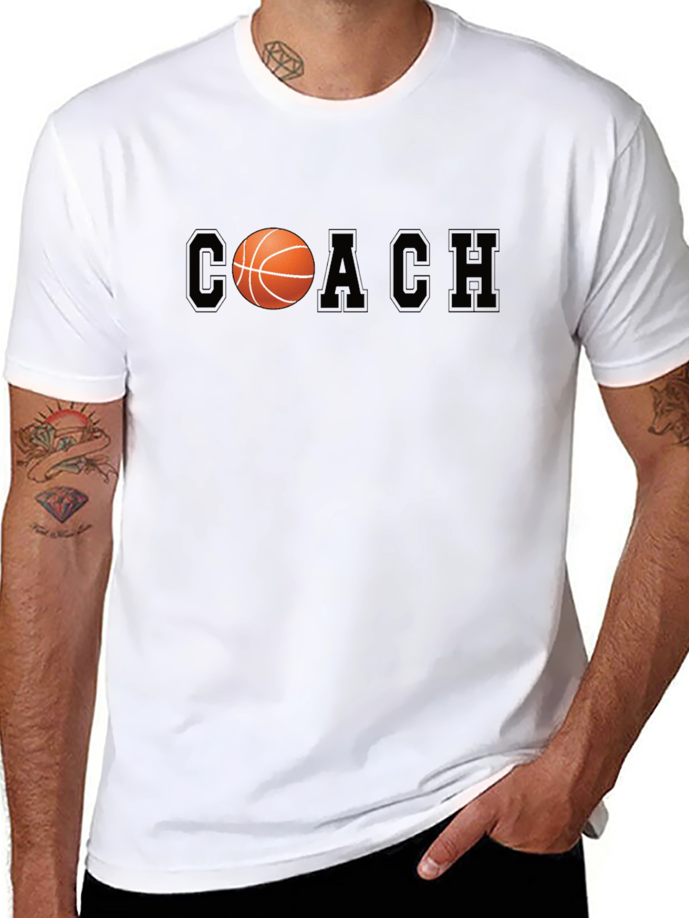 Basketball Coach Graphic Tee - Black Cotton T-Shirt