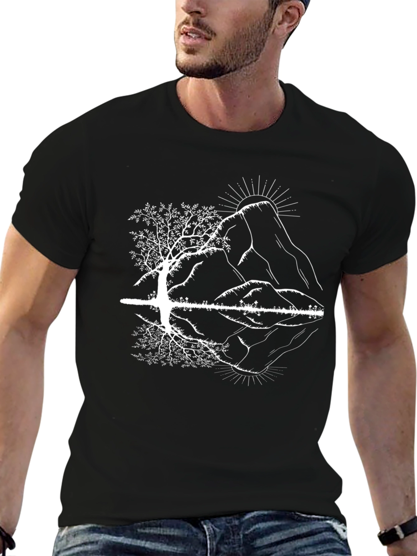Mountain & Tree Graphic Tee - Nature Inspired Shirt