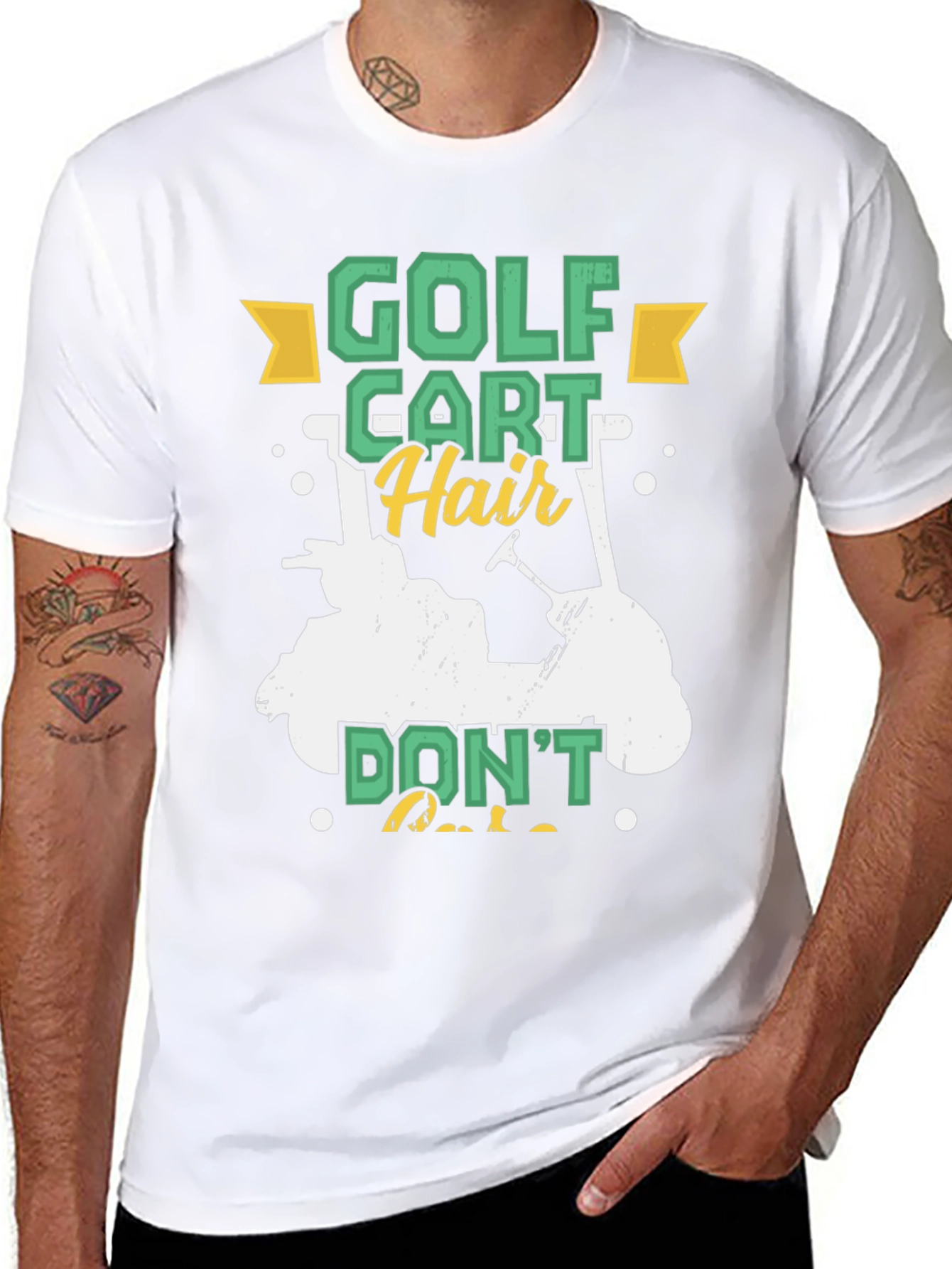 Golf Cart Hair T-Shirt - Funny Golfing Tee