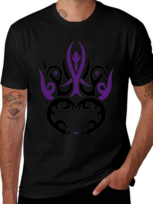 Tribal Graphic Tee - Bold Purple & Black Design