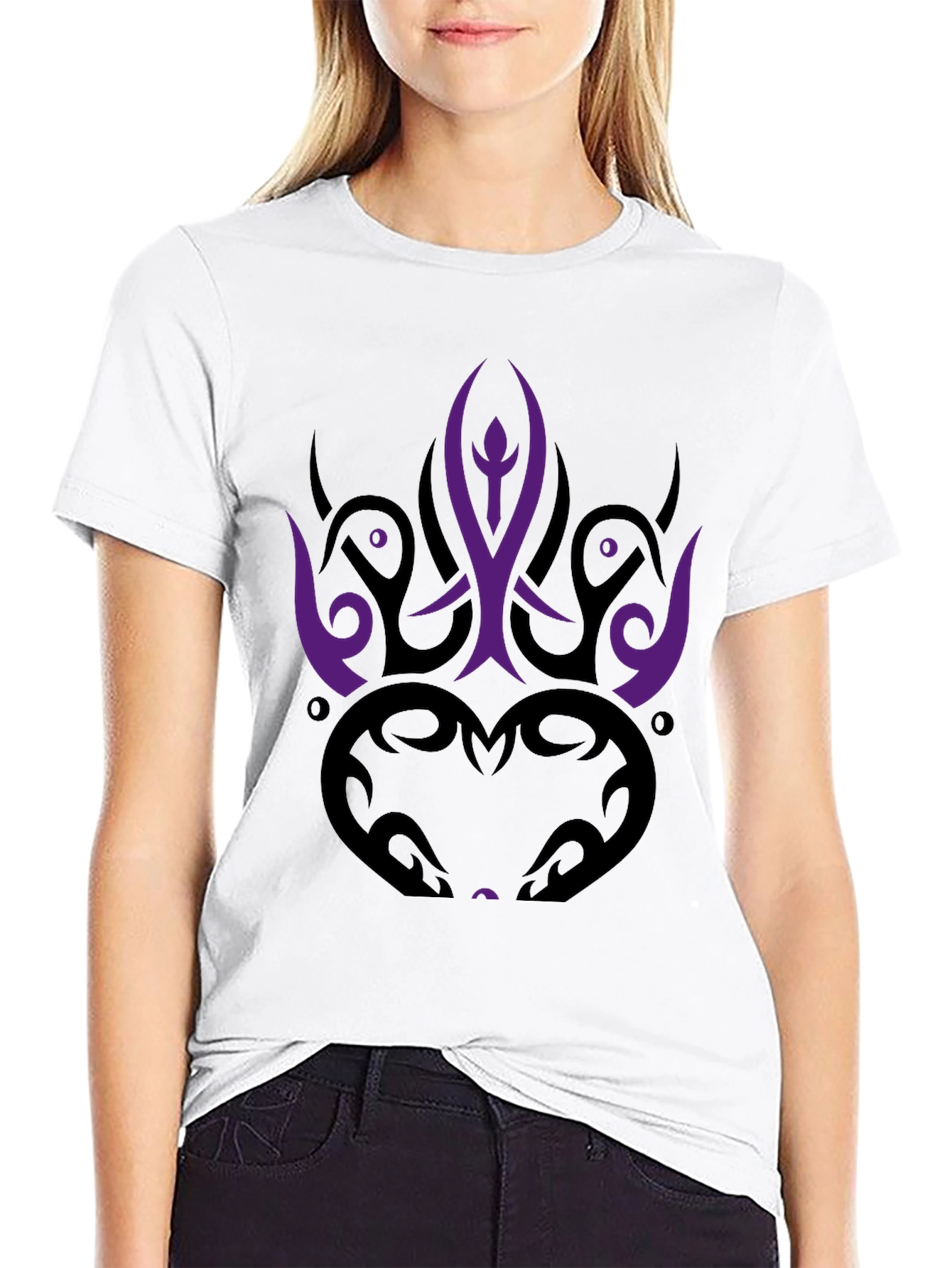 Tribal Graphic Tee - Bold Purple & Black Design