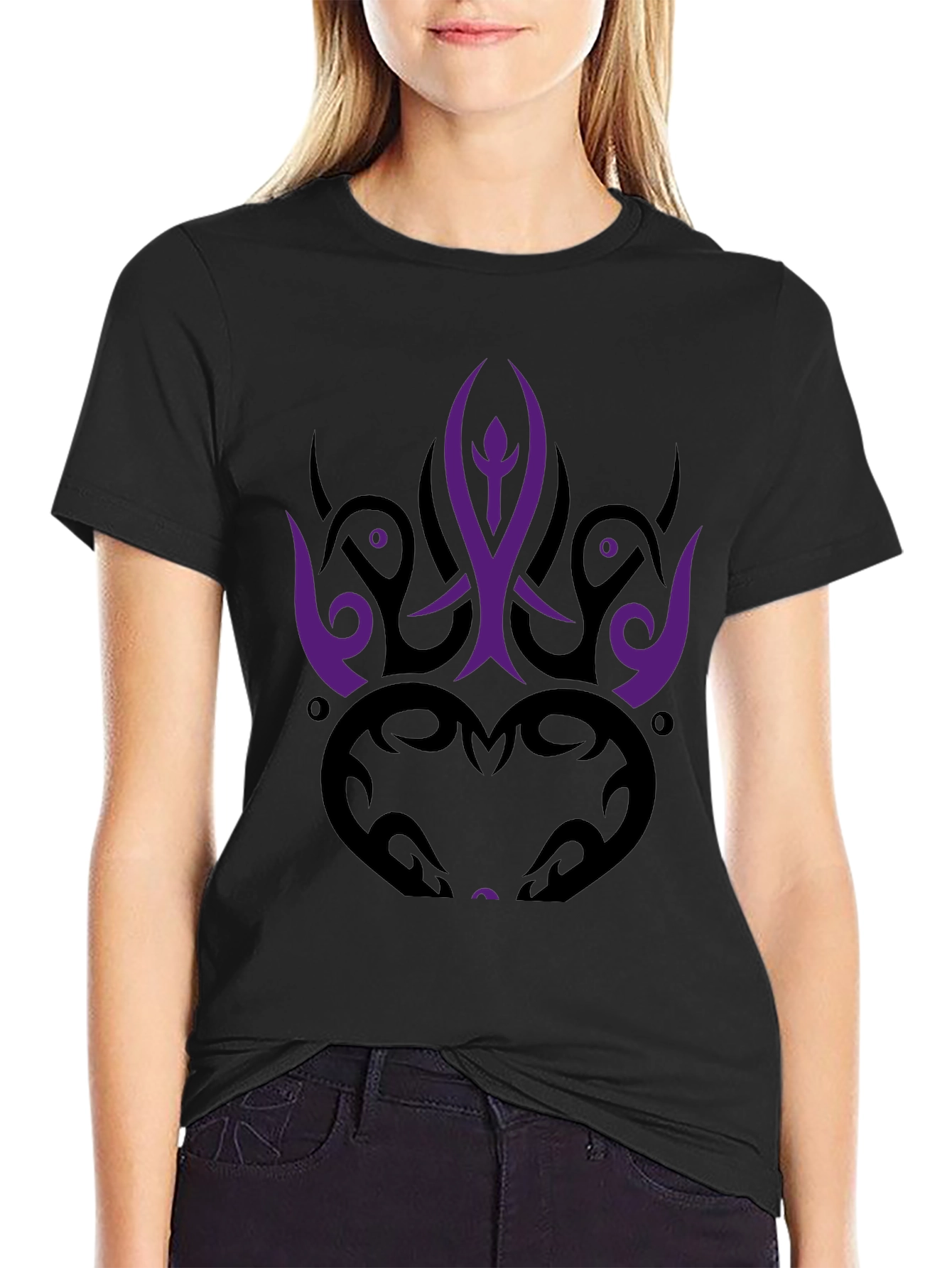 Tribal Graphic Tee - Bold Purple & Black Design