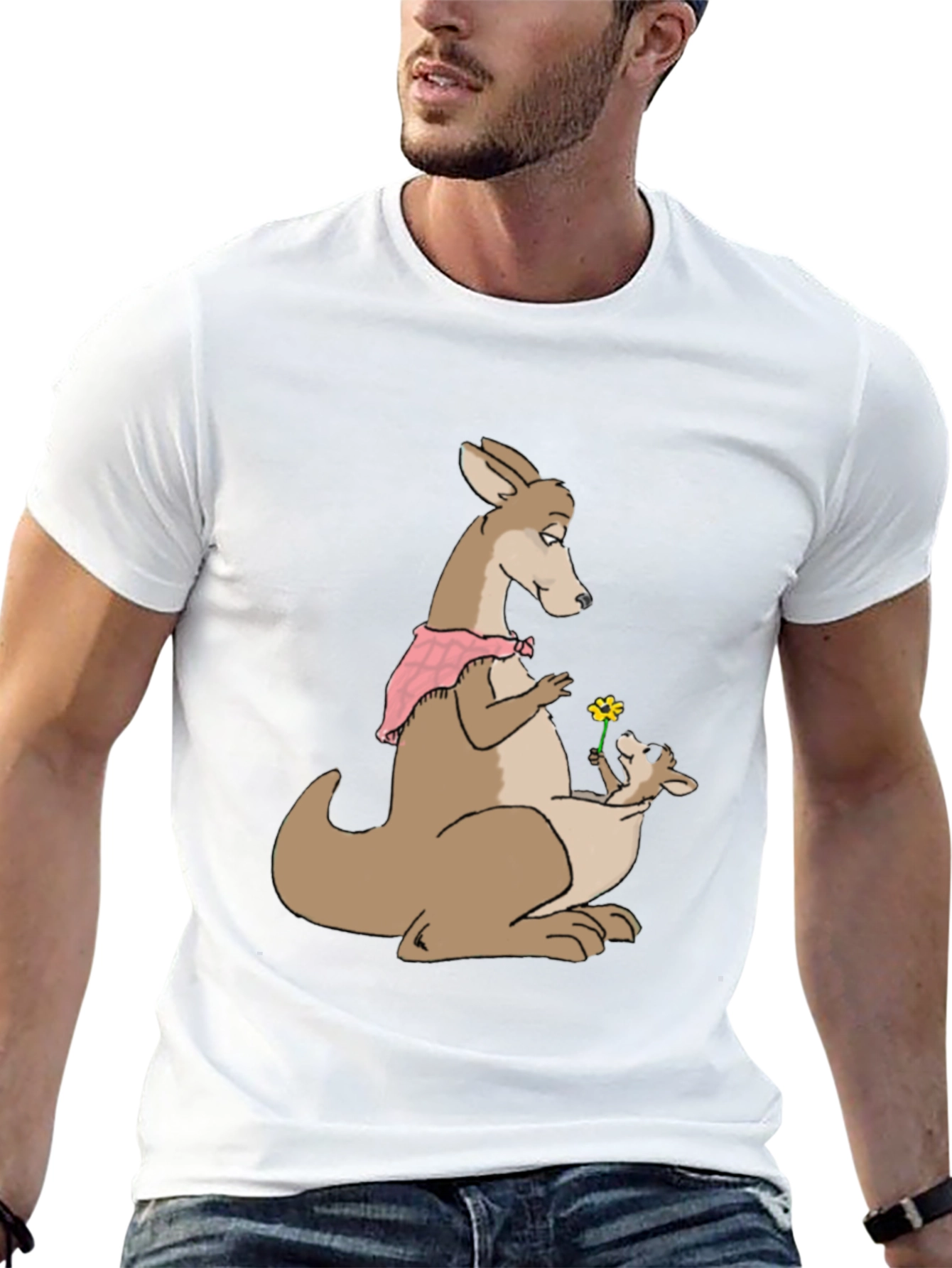 Kangaroo Mom & Baby T-Shirt - Cute Cartoon Design