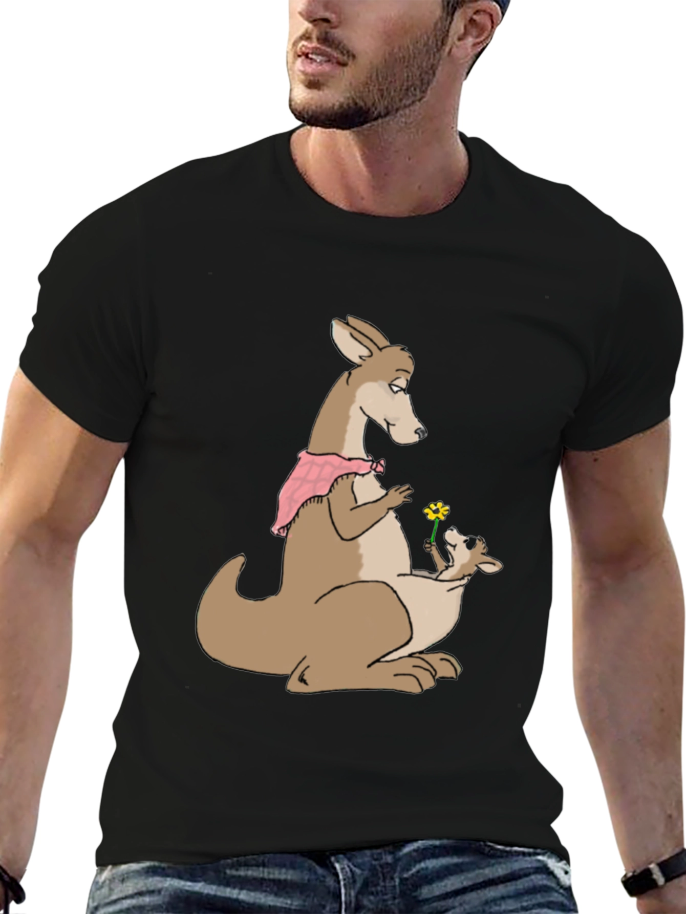 Kangaroo Mom & Baby T-Shirt - Cute Cartoon Design