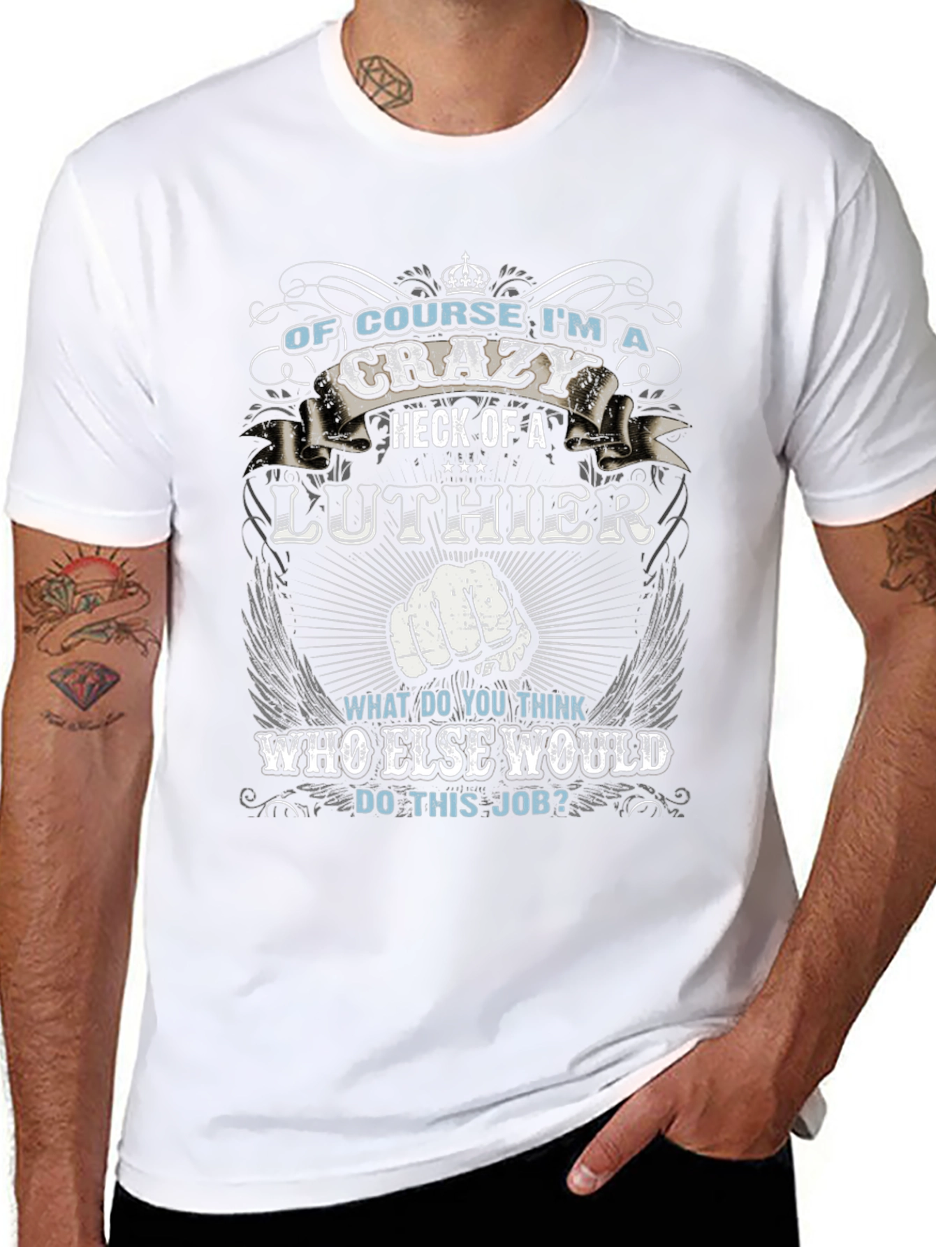 Crazy Luthier T-Shirt - Novelty Graphic Tee