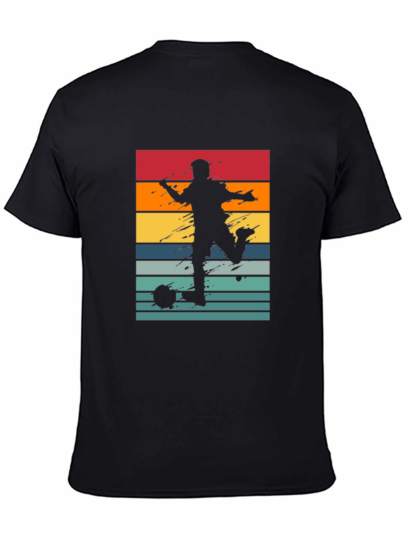 Retro Soccer Player T-Shirt - Black