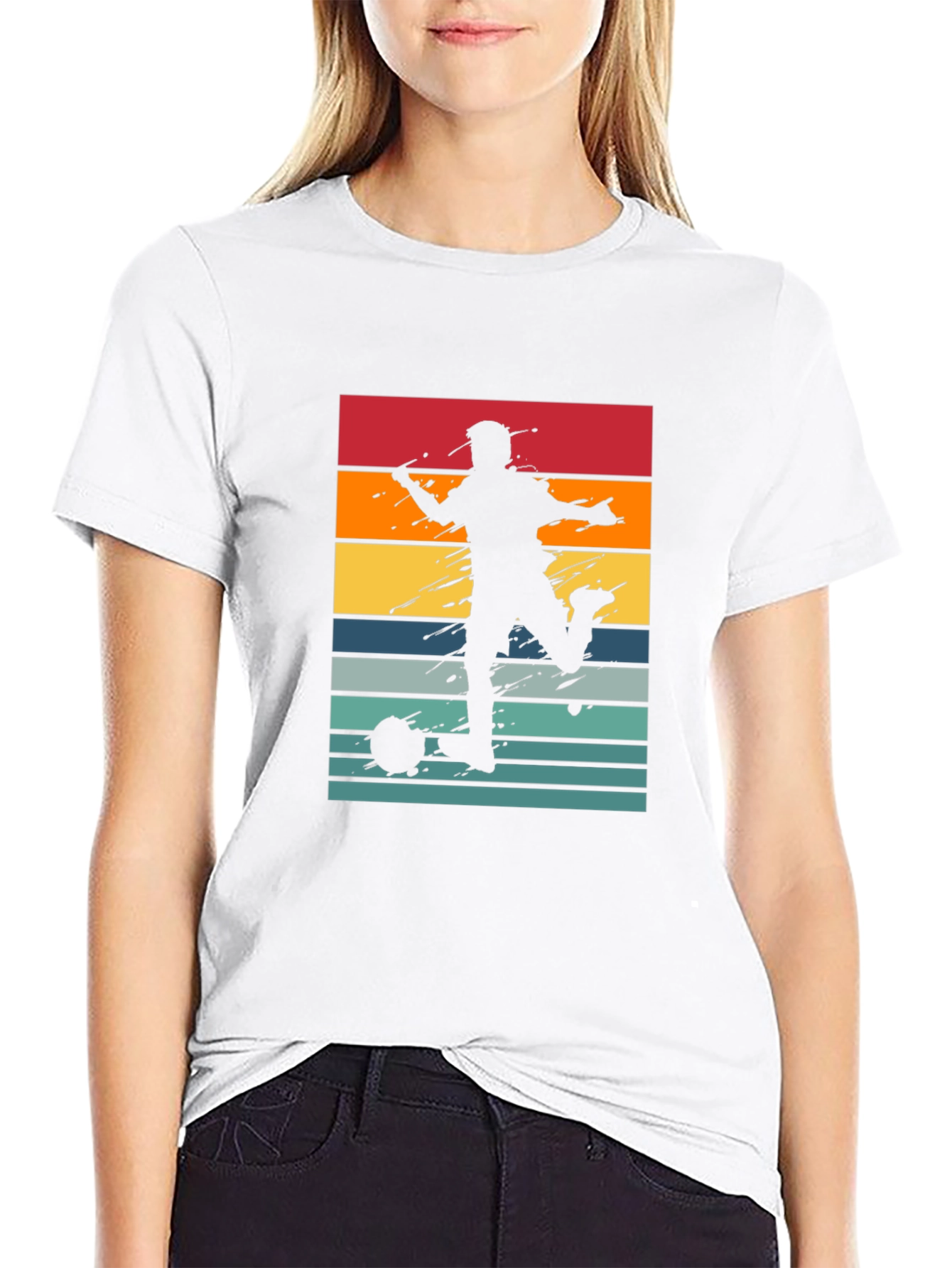 Retro Soccer Player T-Shirt - Black