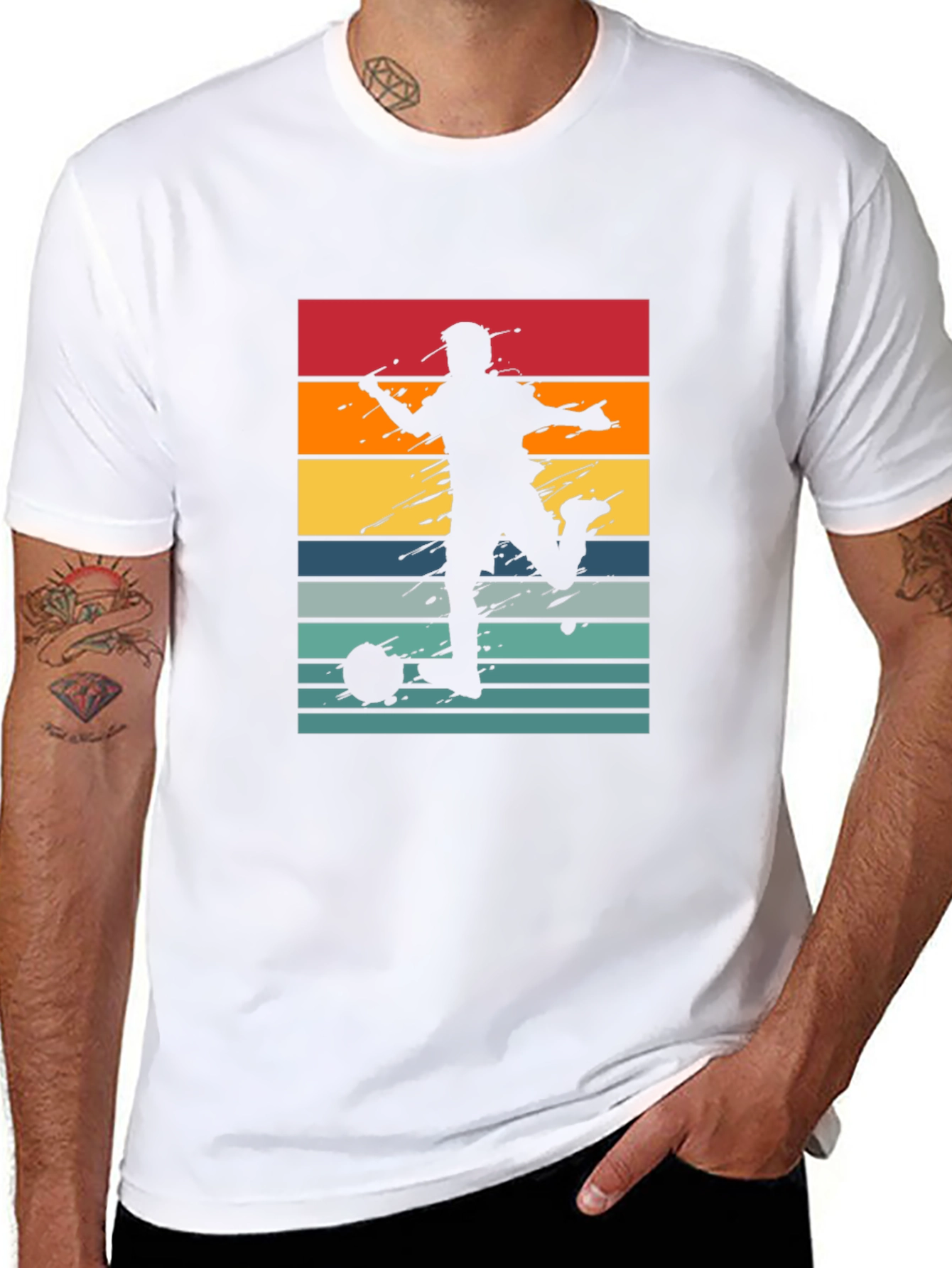 Retro Soccer Player T-Shirt - Black