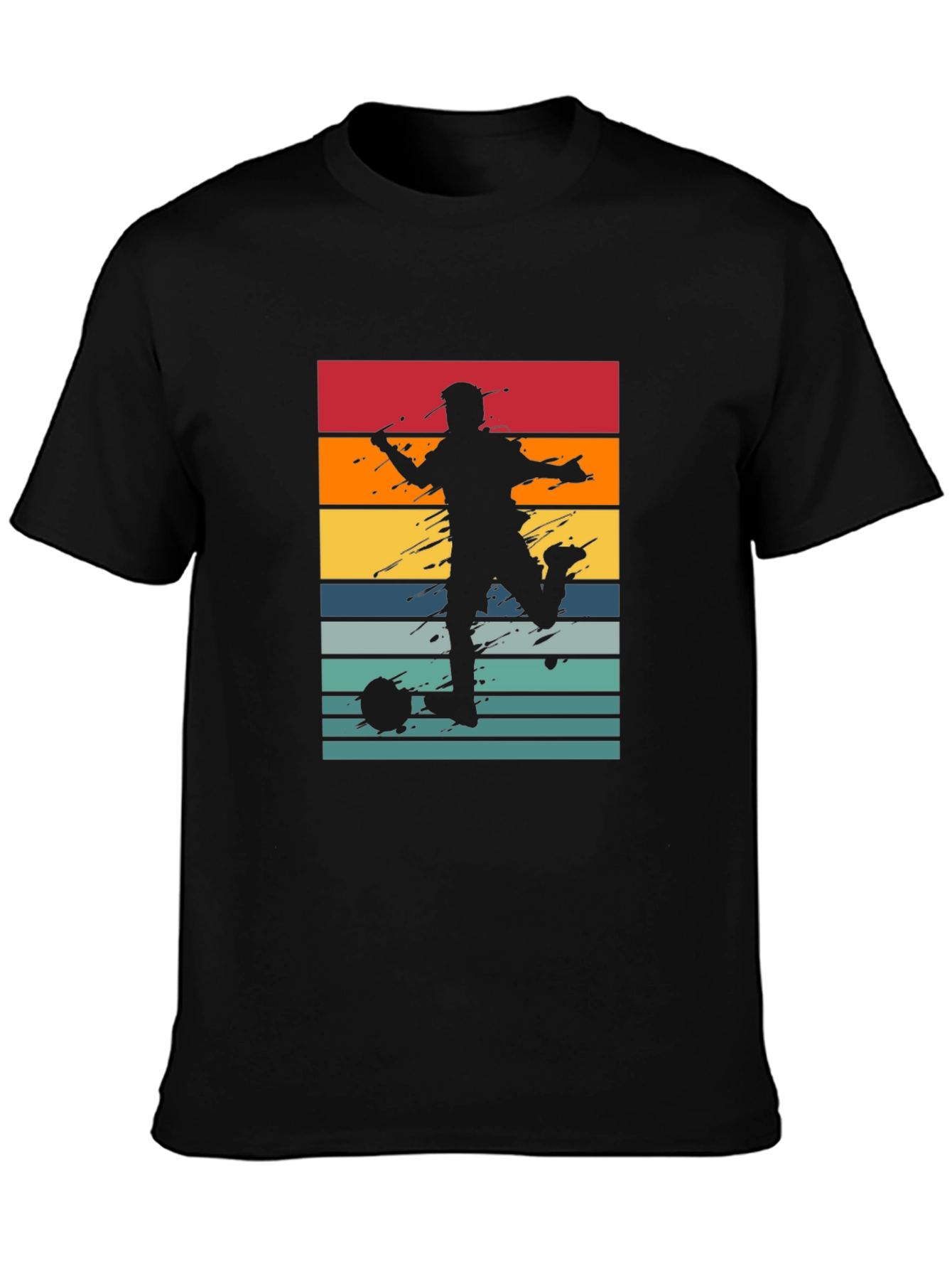 Retro Soccer Player T-Shirt - Black