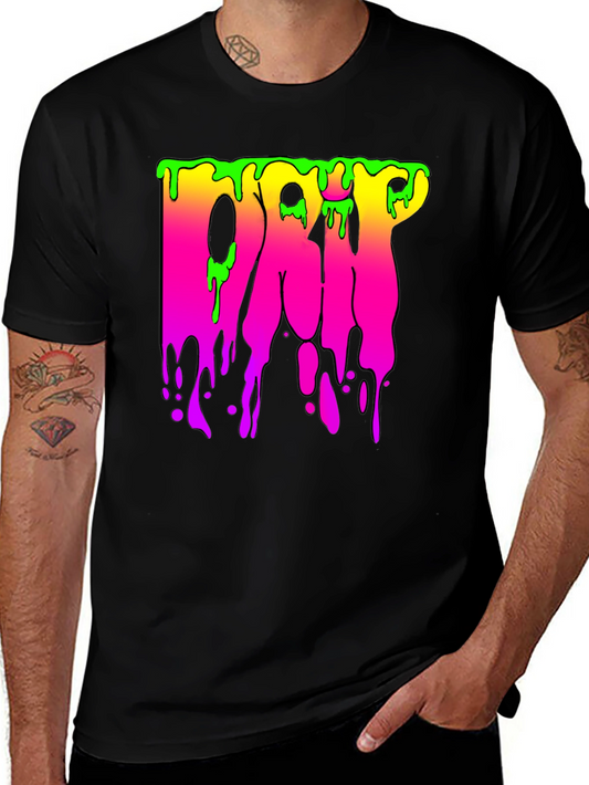 Drip Graphic Black T-Shirt - Bold and Colorful