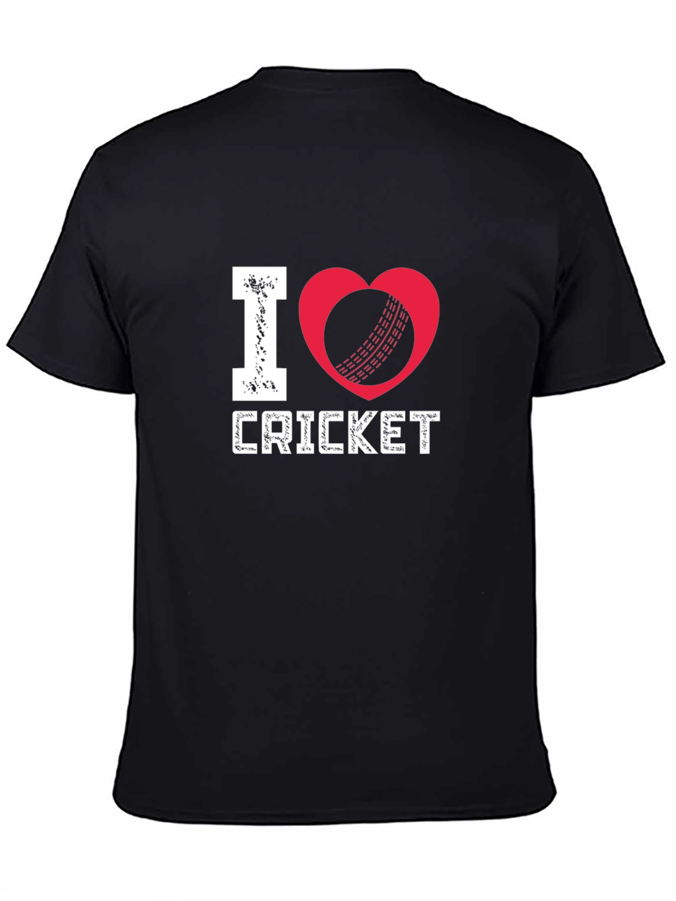 I Love Cricket Black T-Shirt