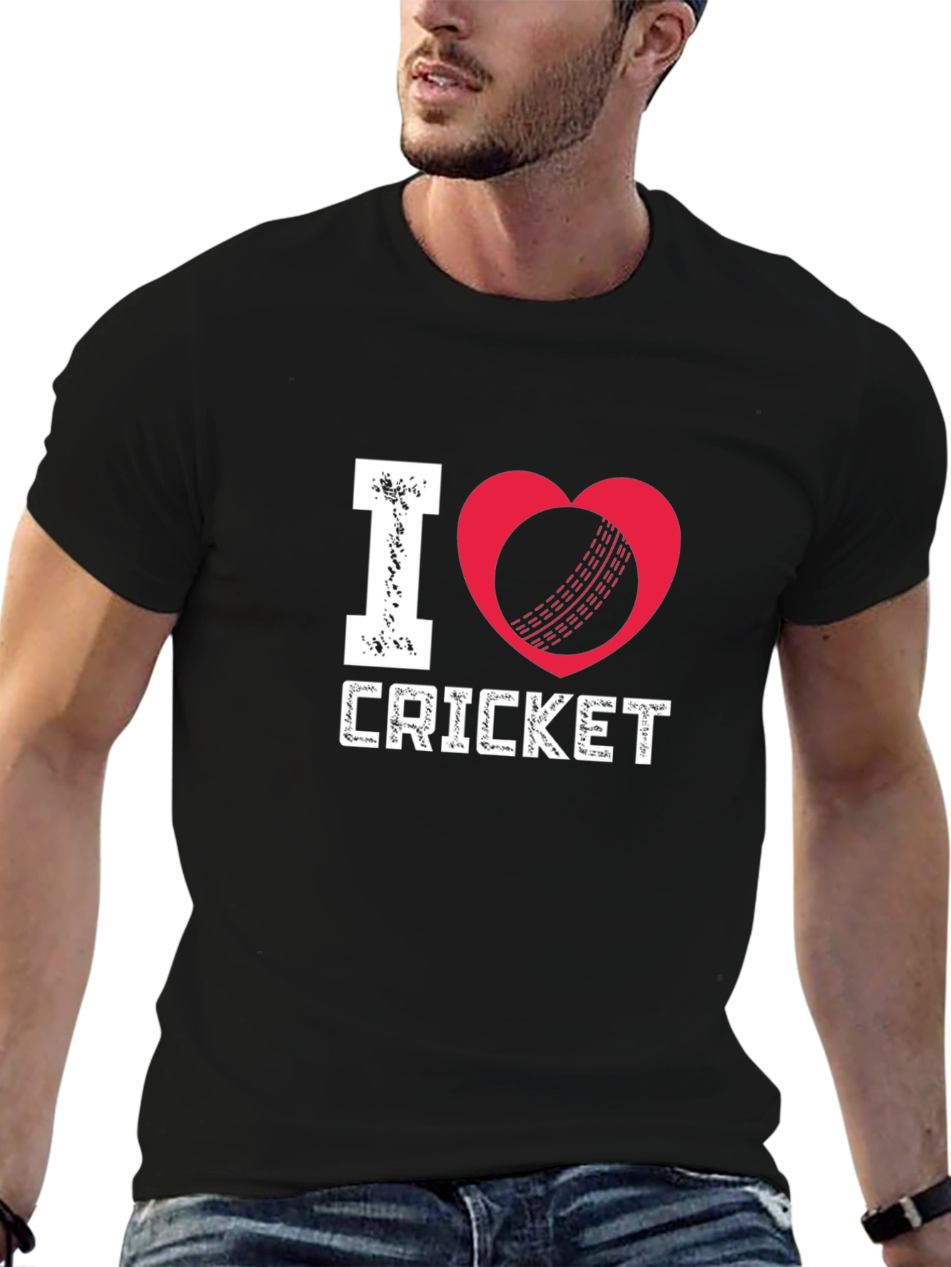 I Love Cricket Black T-Shirt