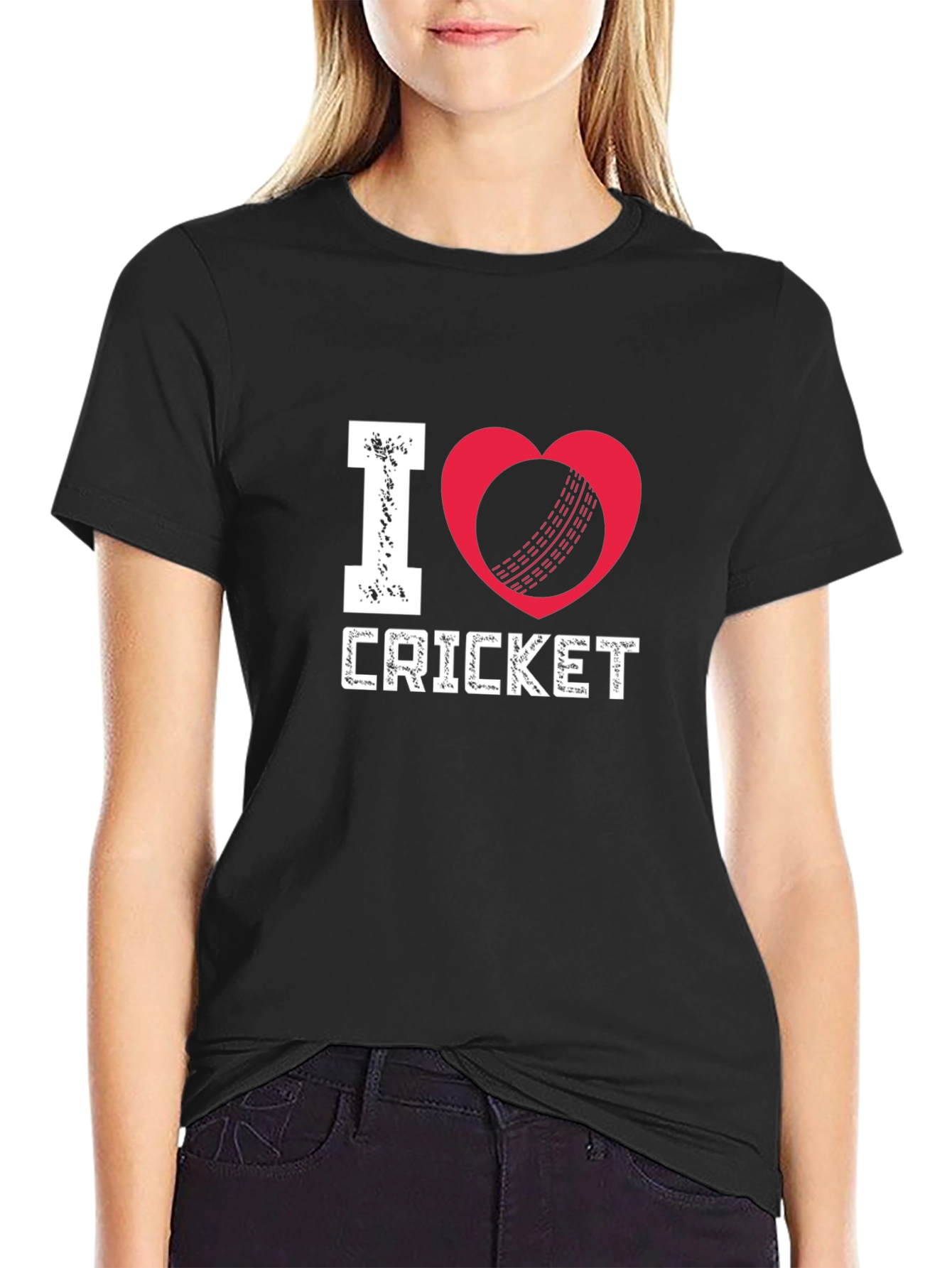 I Love Cricket Black T-Shirt