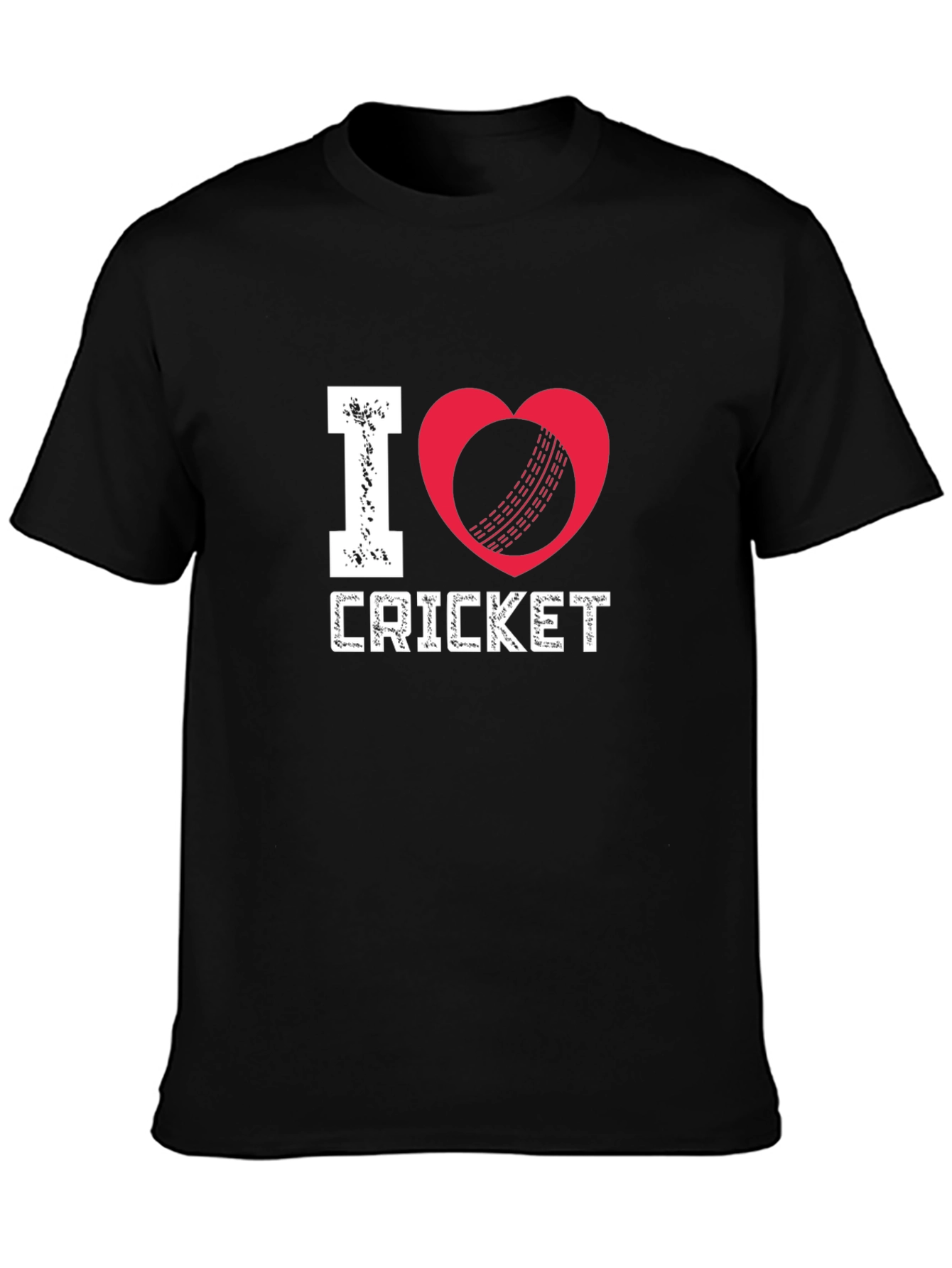 I Love Cricket Black T-Shirt