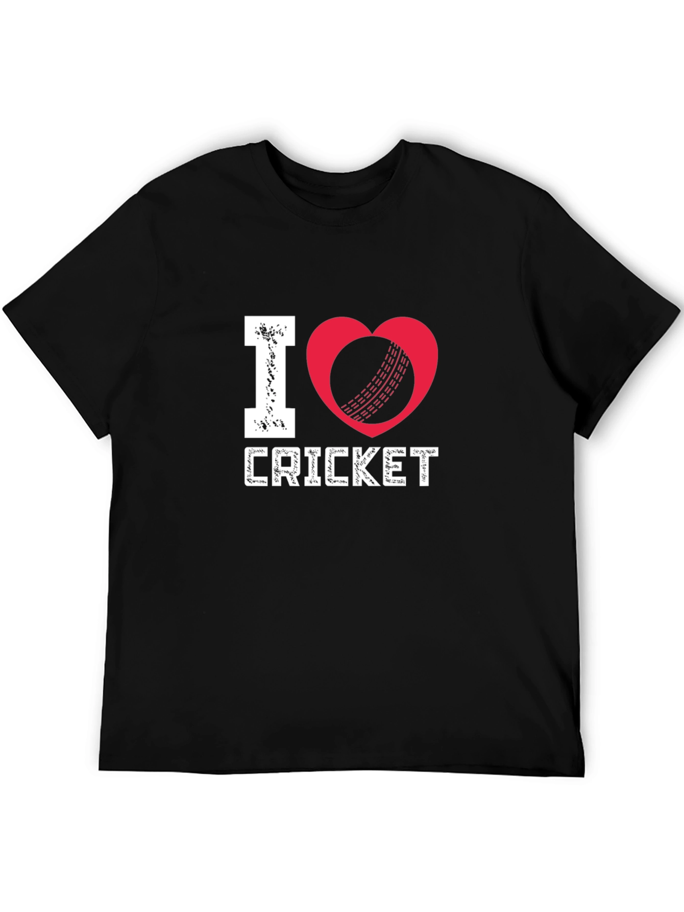 I Love Cricket Black T-Shirt